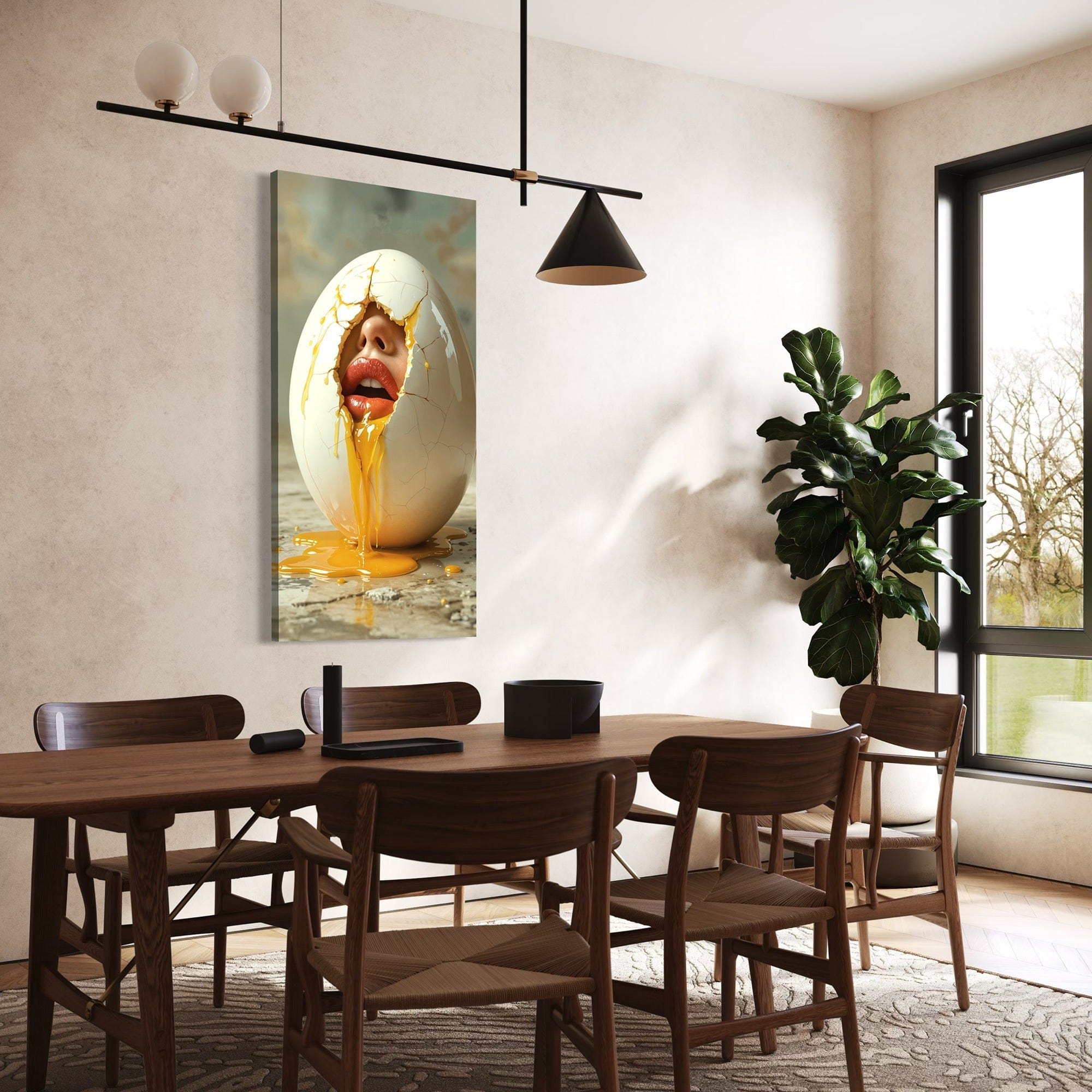 Trendy kitchen decor surreal eggshell print