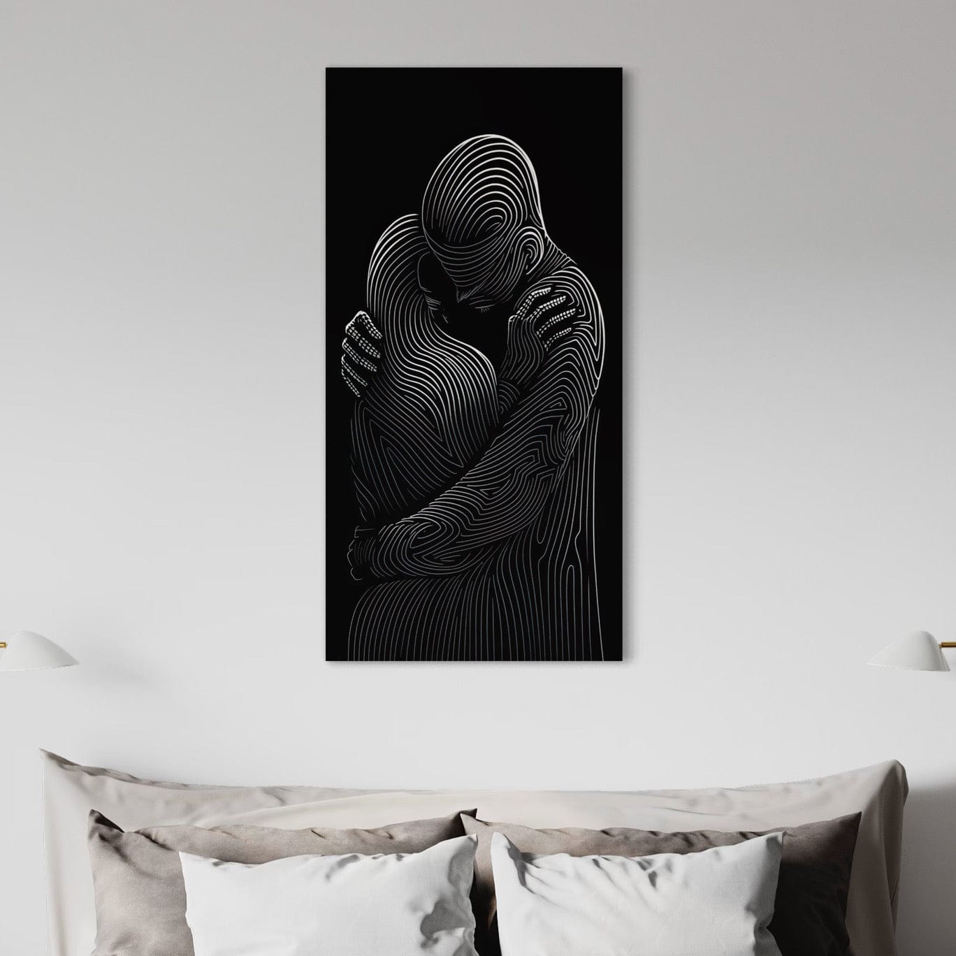 Embrace in Lines Canvas