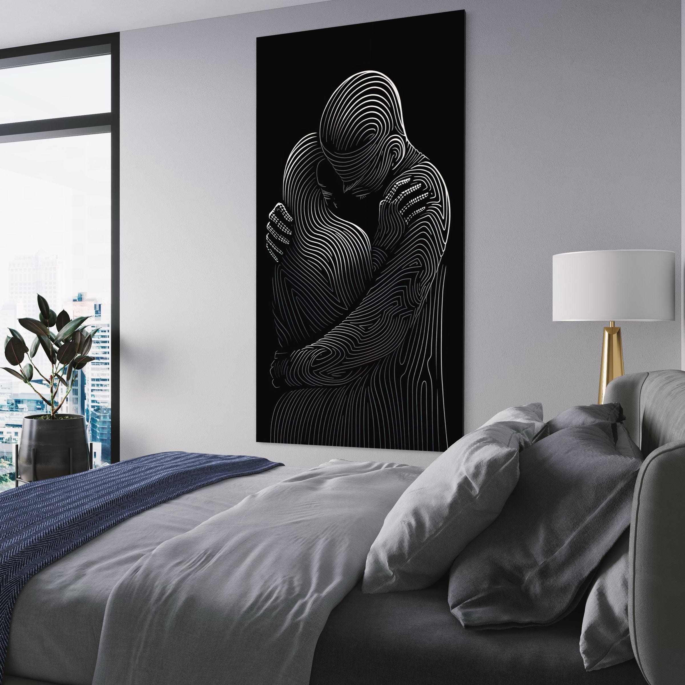 Embrace in Lines Canvas