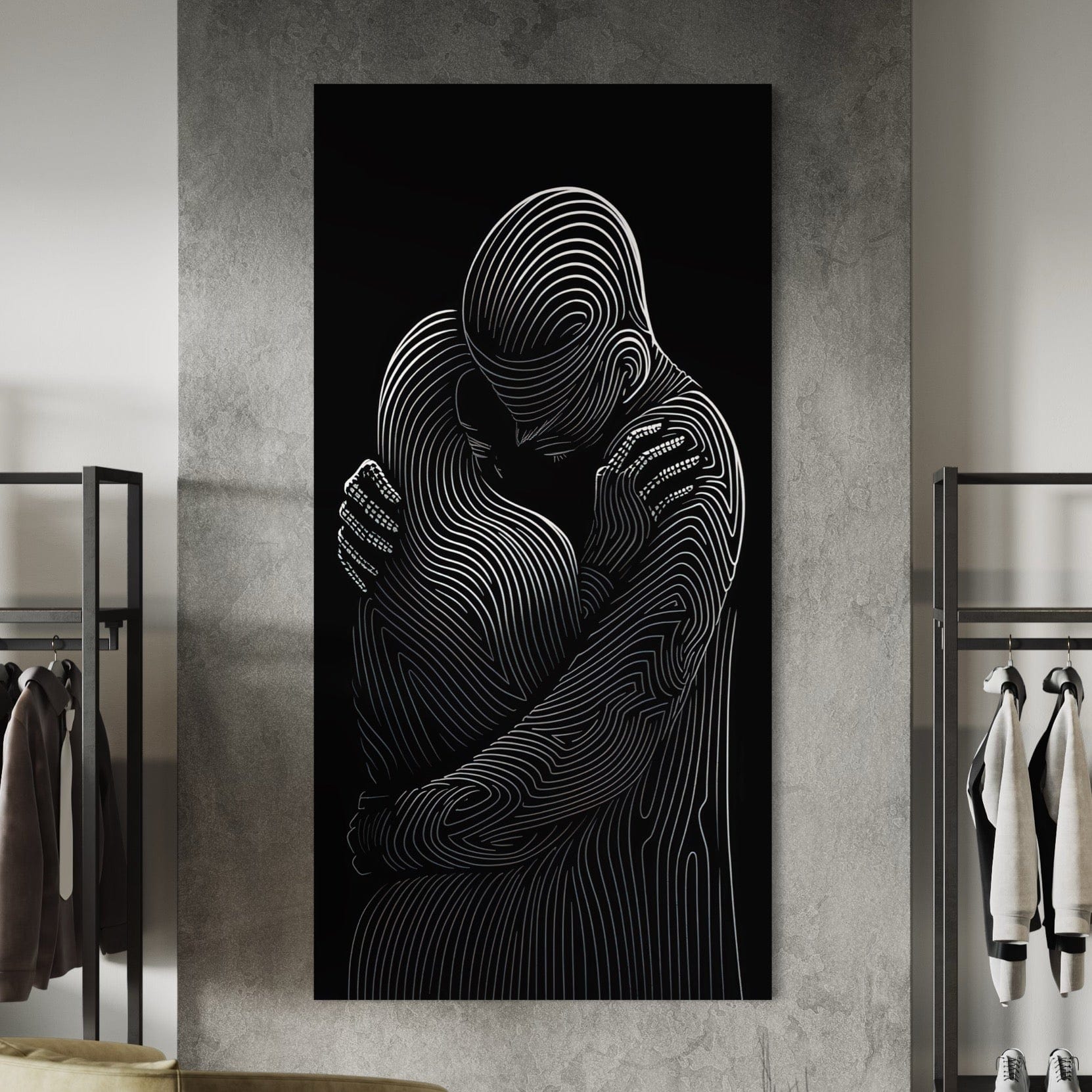 Embrace in Lines Canvas