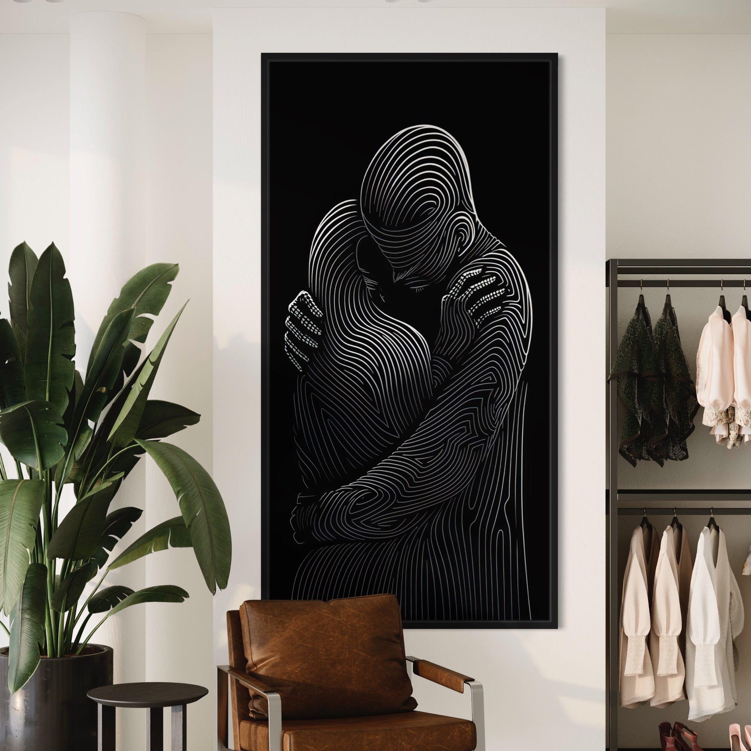 Embrace in Lines Canvas