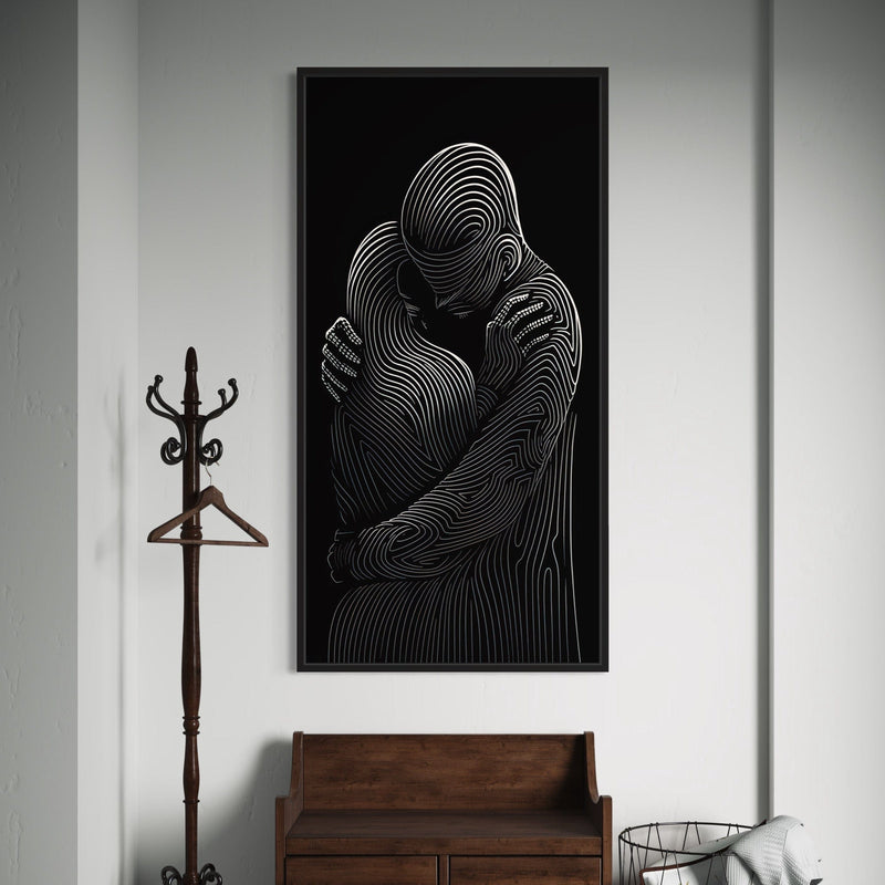 Embrace in Lines Canvas