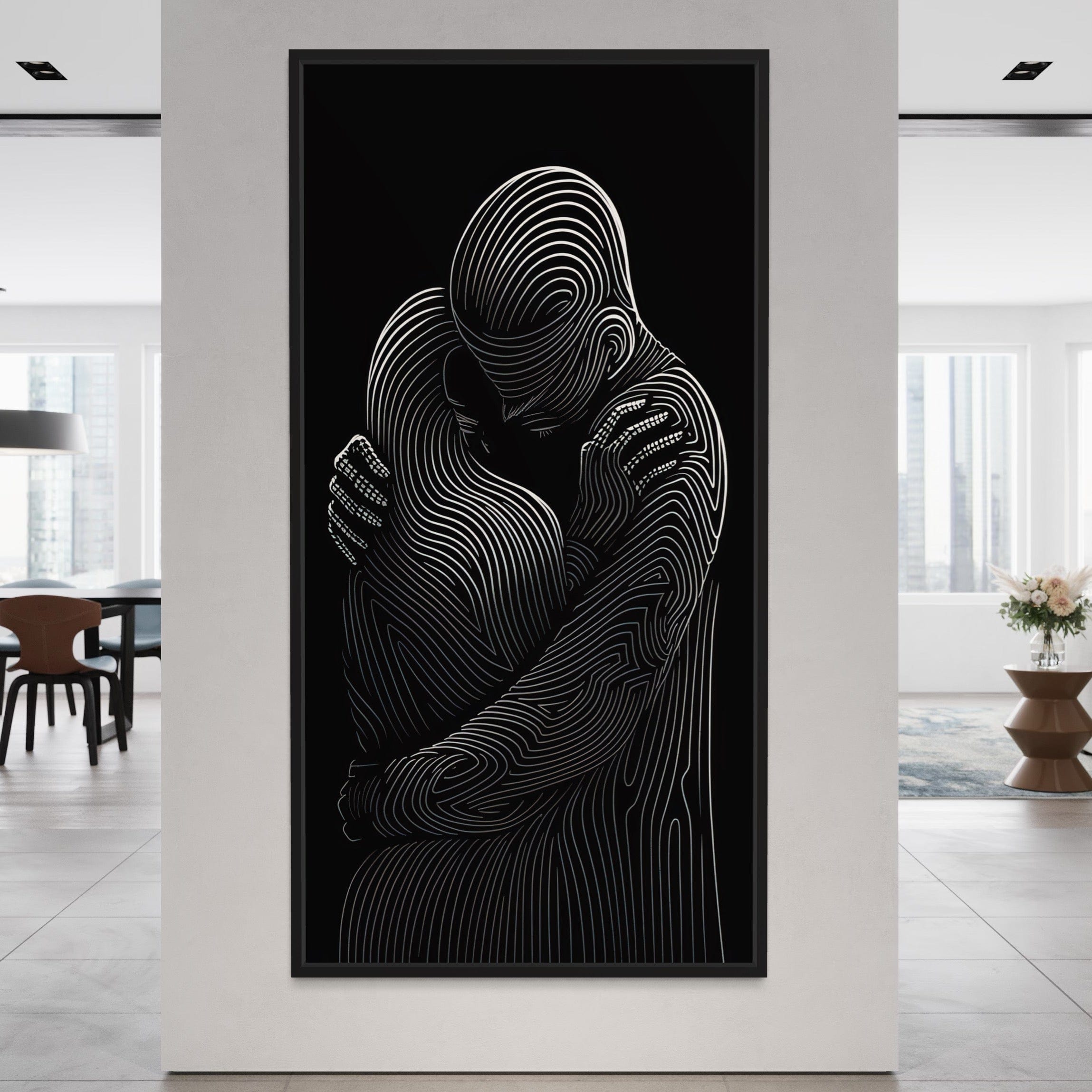 Embrace in Lines Canvas