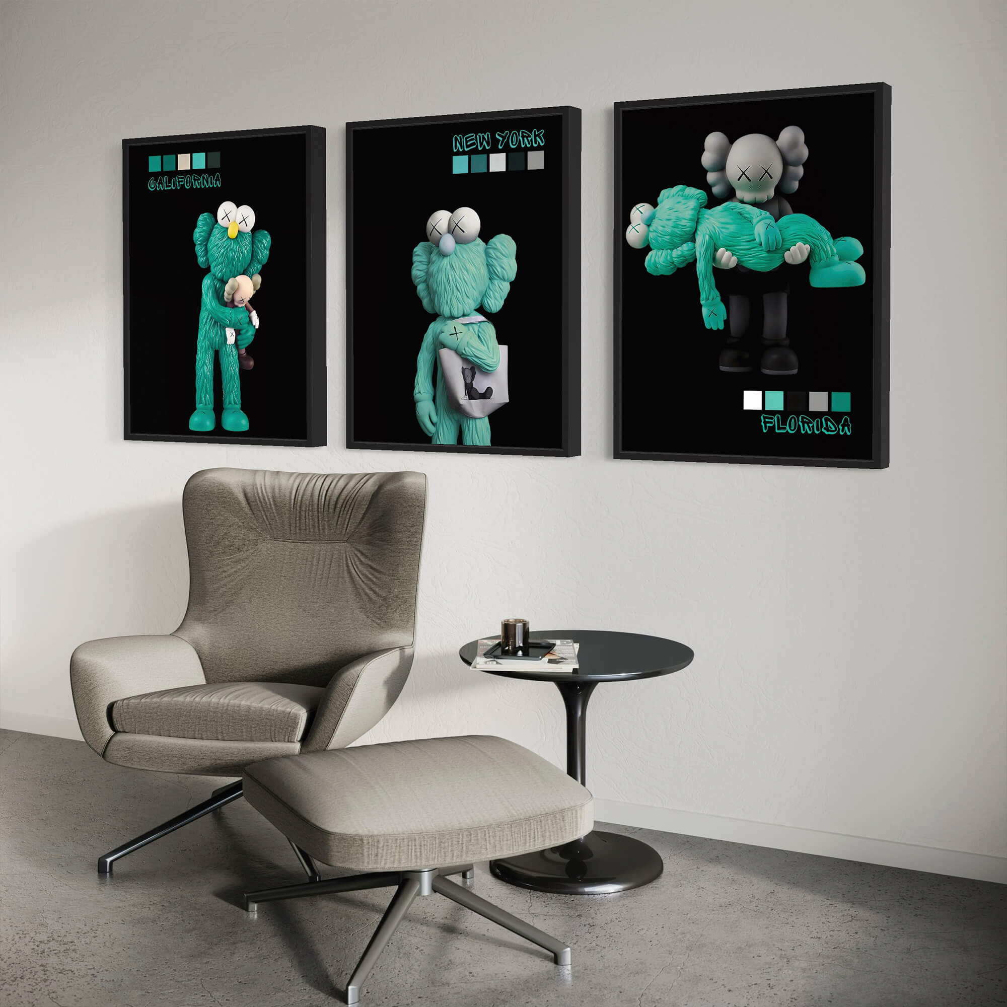 Emerald KAWS trio Canvas Print