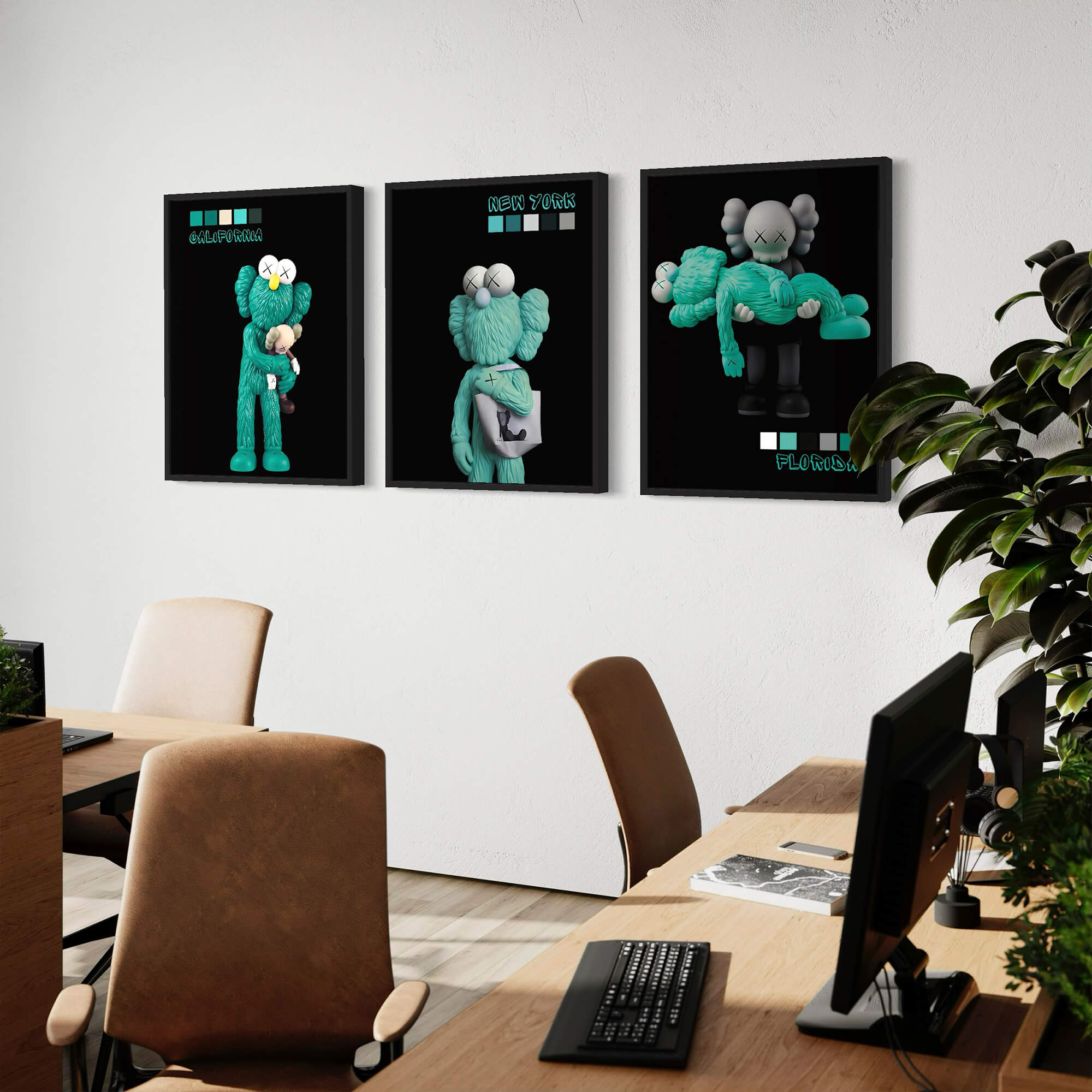 Emerald KAWS trio Canvas Print