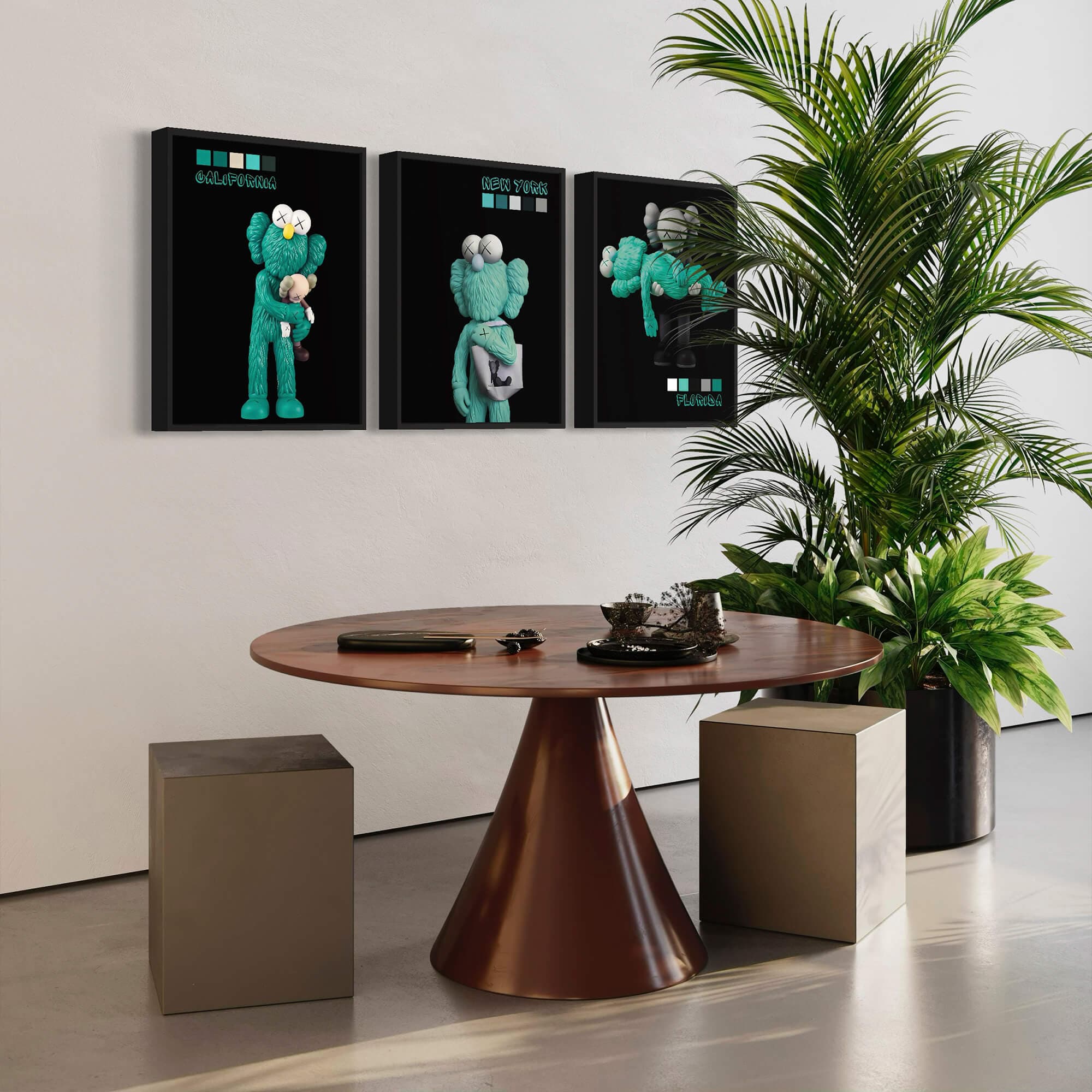 Emerald KAWS trio Canvas Print