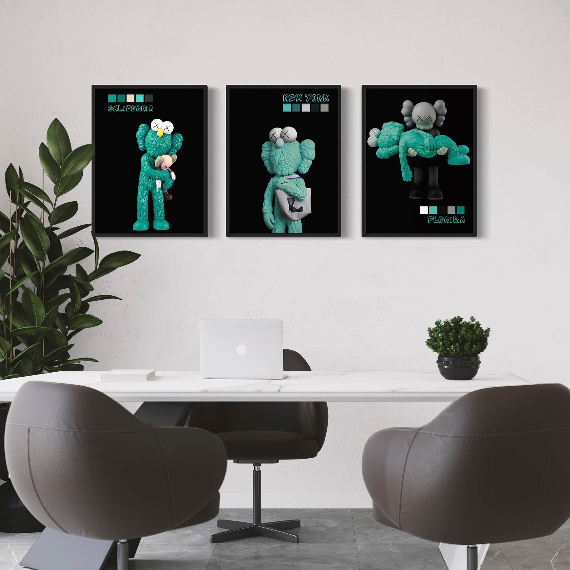 Emerald KAWS trio Canvas Print