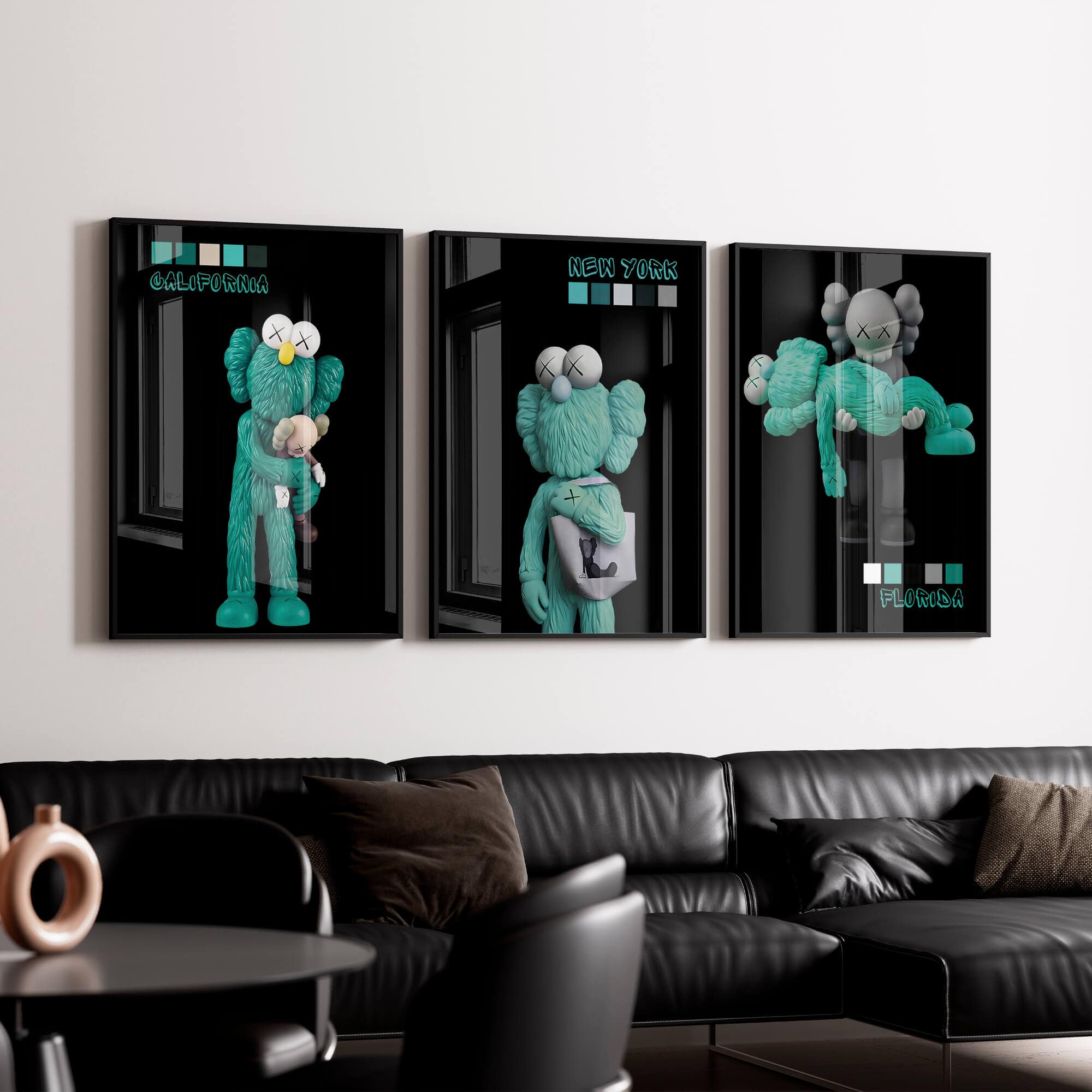 Emerald KAWS trio Canvas Print