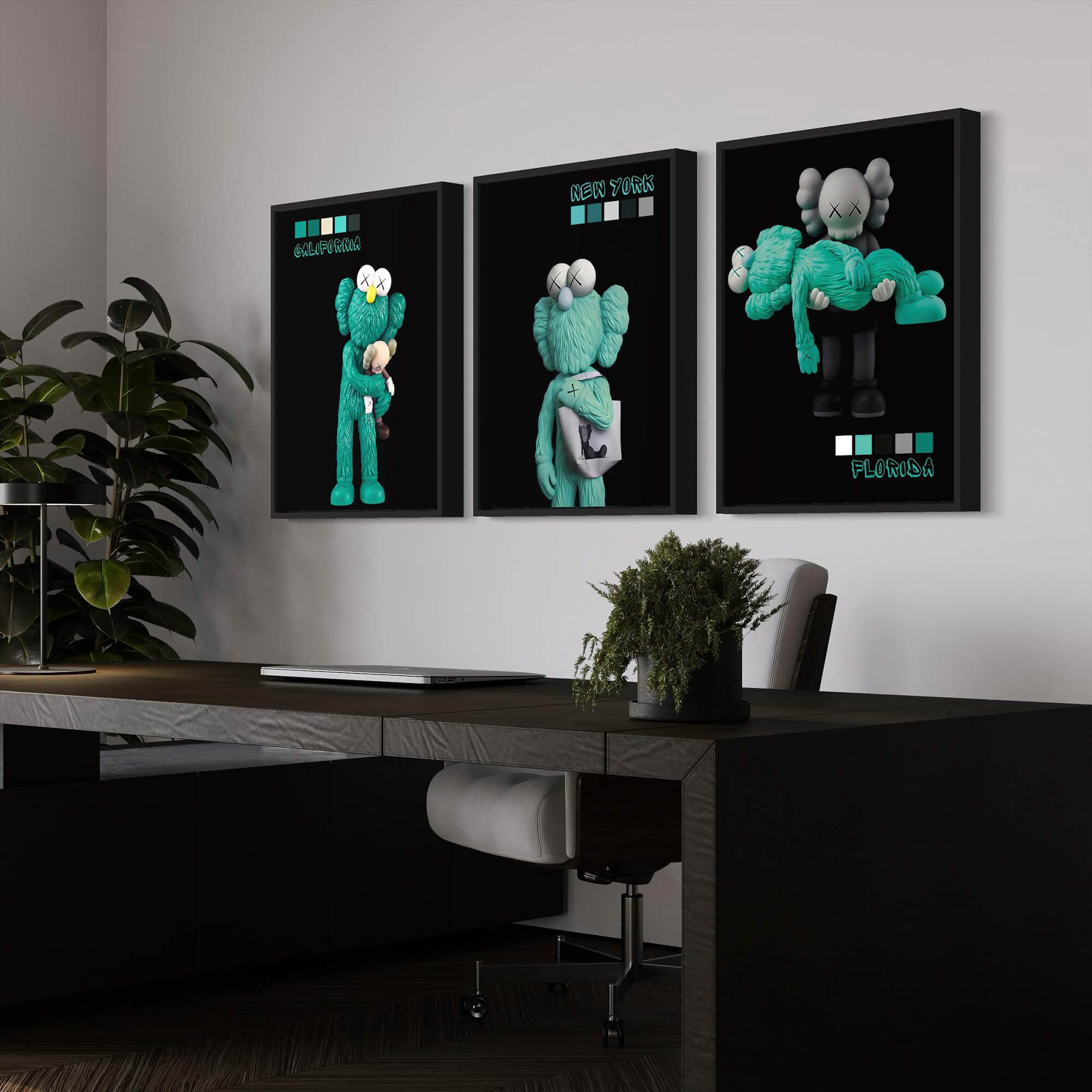 Emerald KAWS trio Canvas Print