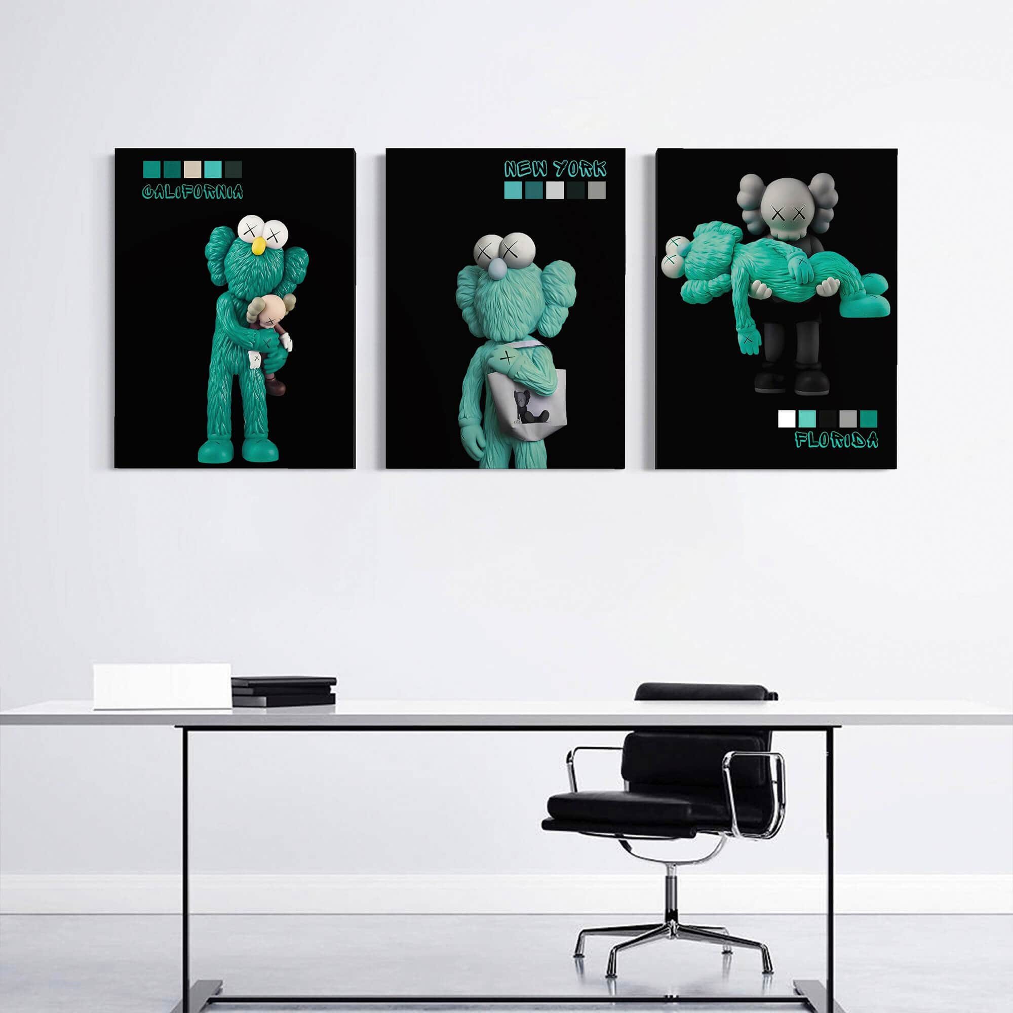 Emerald KAWS trio Canvas Print