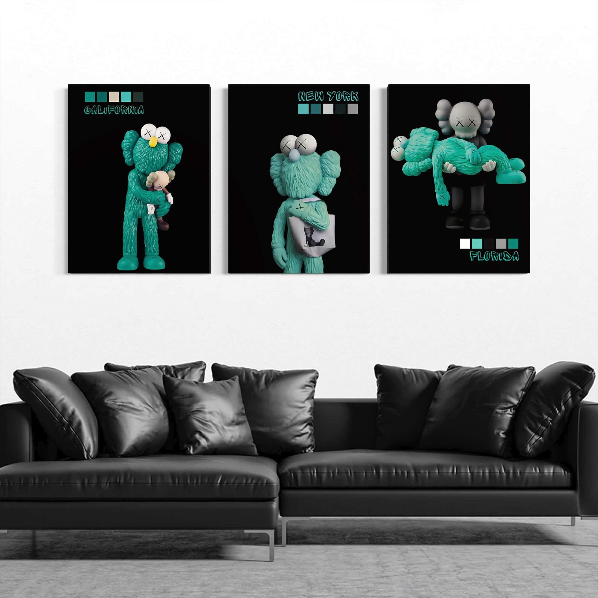 Emerald KAWS trio Canvas Print