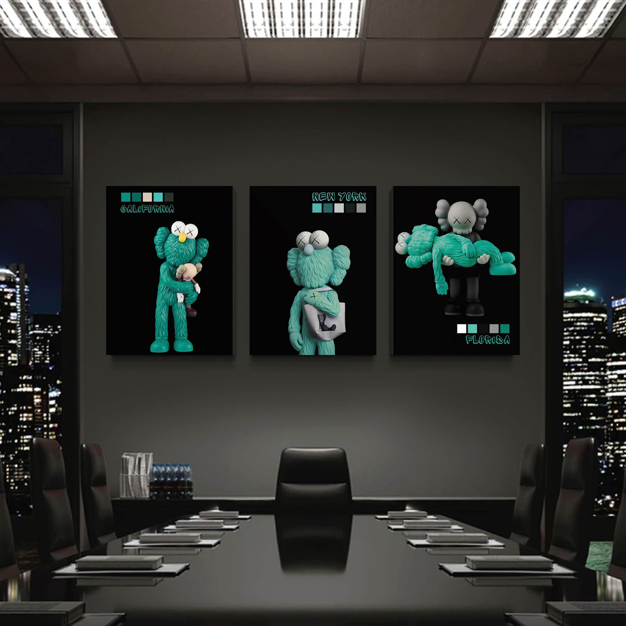 Emerald KAWS trio Canvas Print