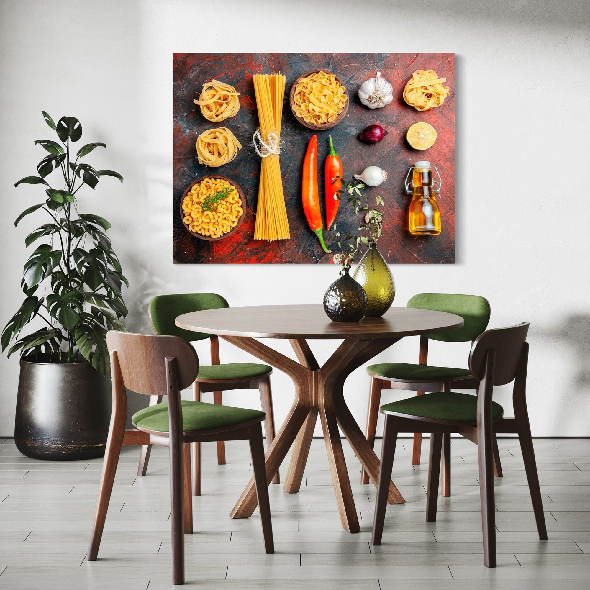 Rustic Italian kitchen decor with pasta