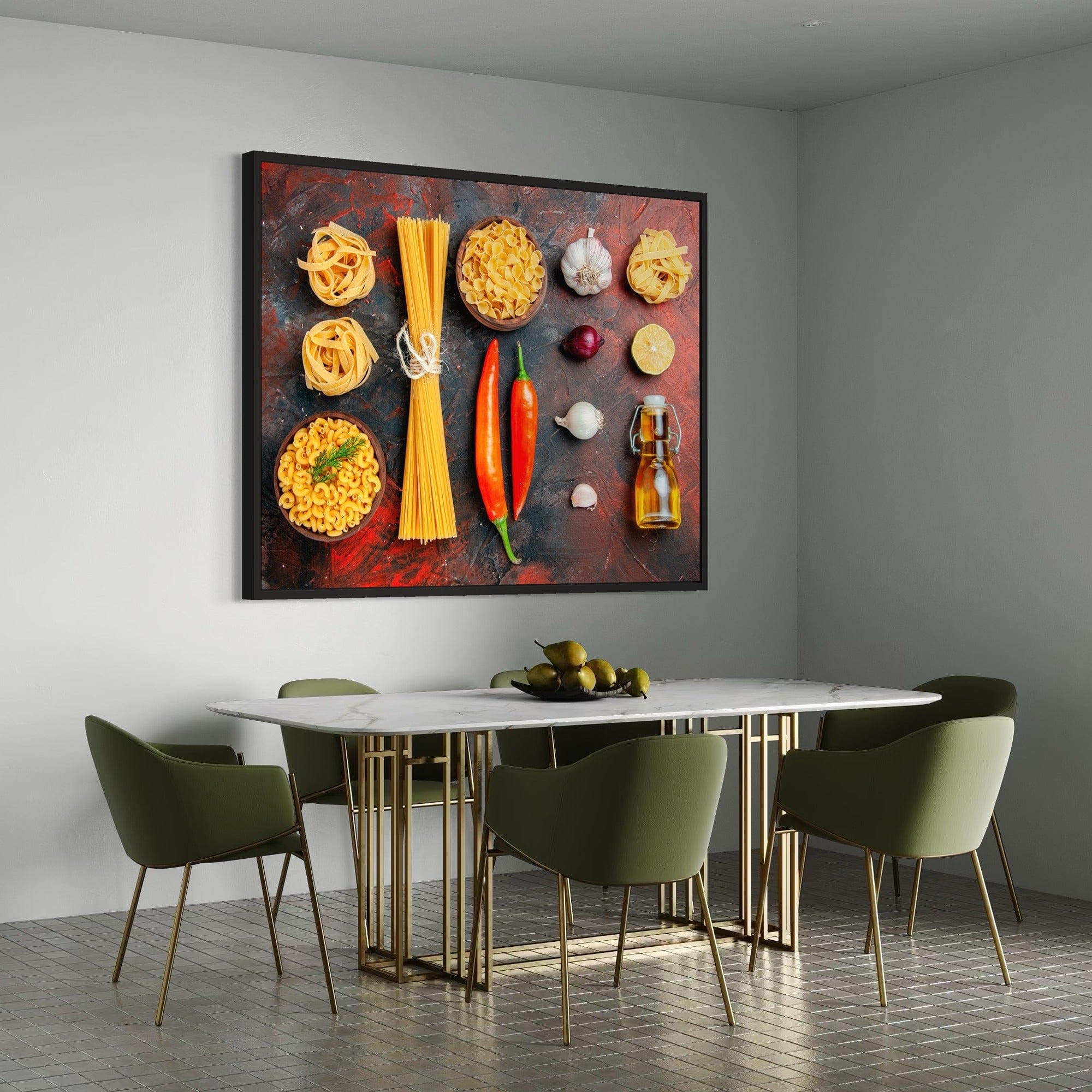 Chili peppers garlic and olive oil poster