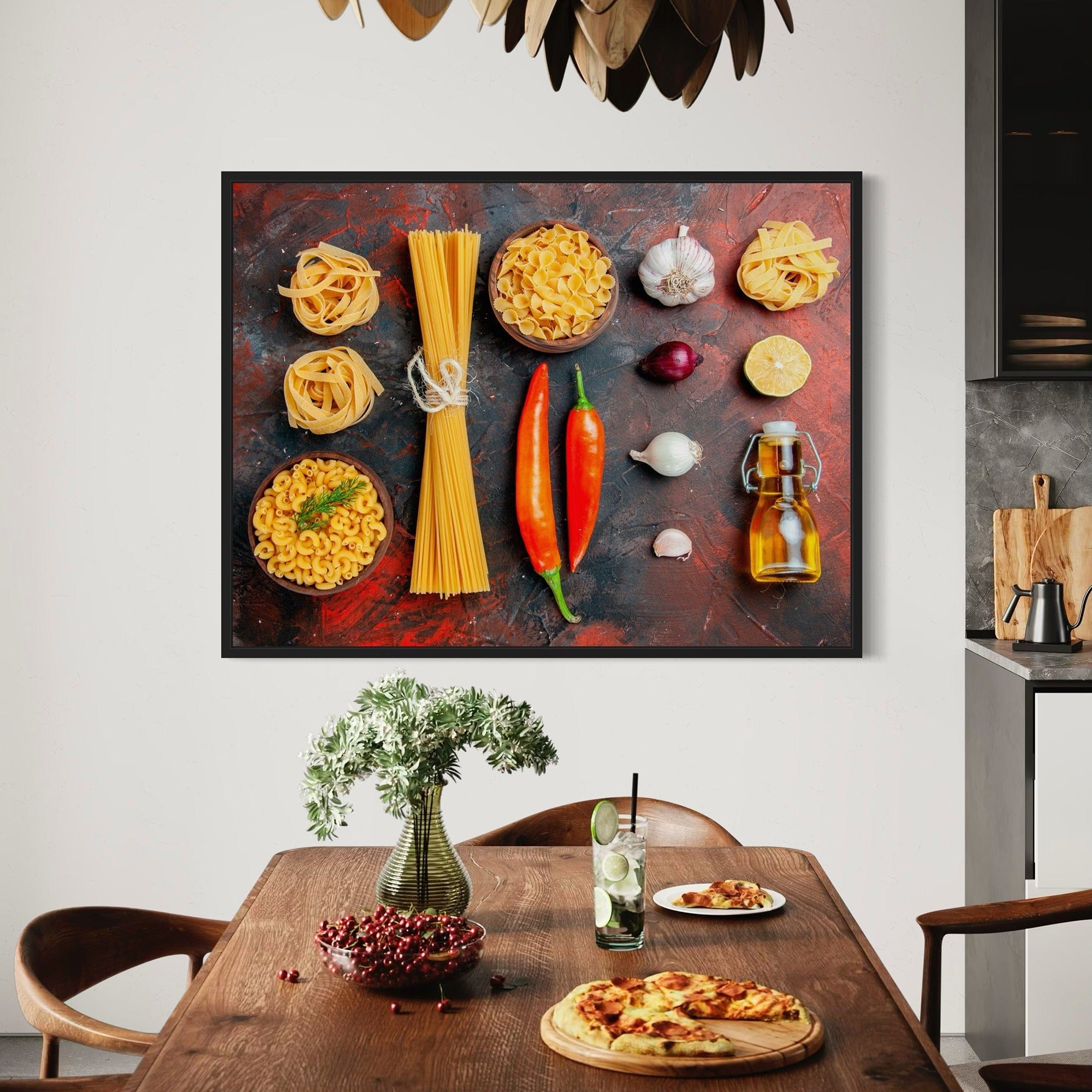 Chef kitchen decor Italian ingredients artwork