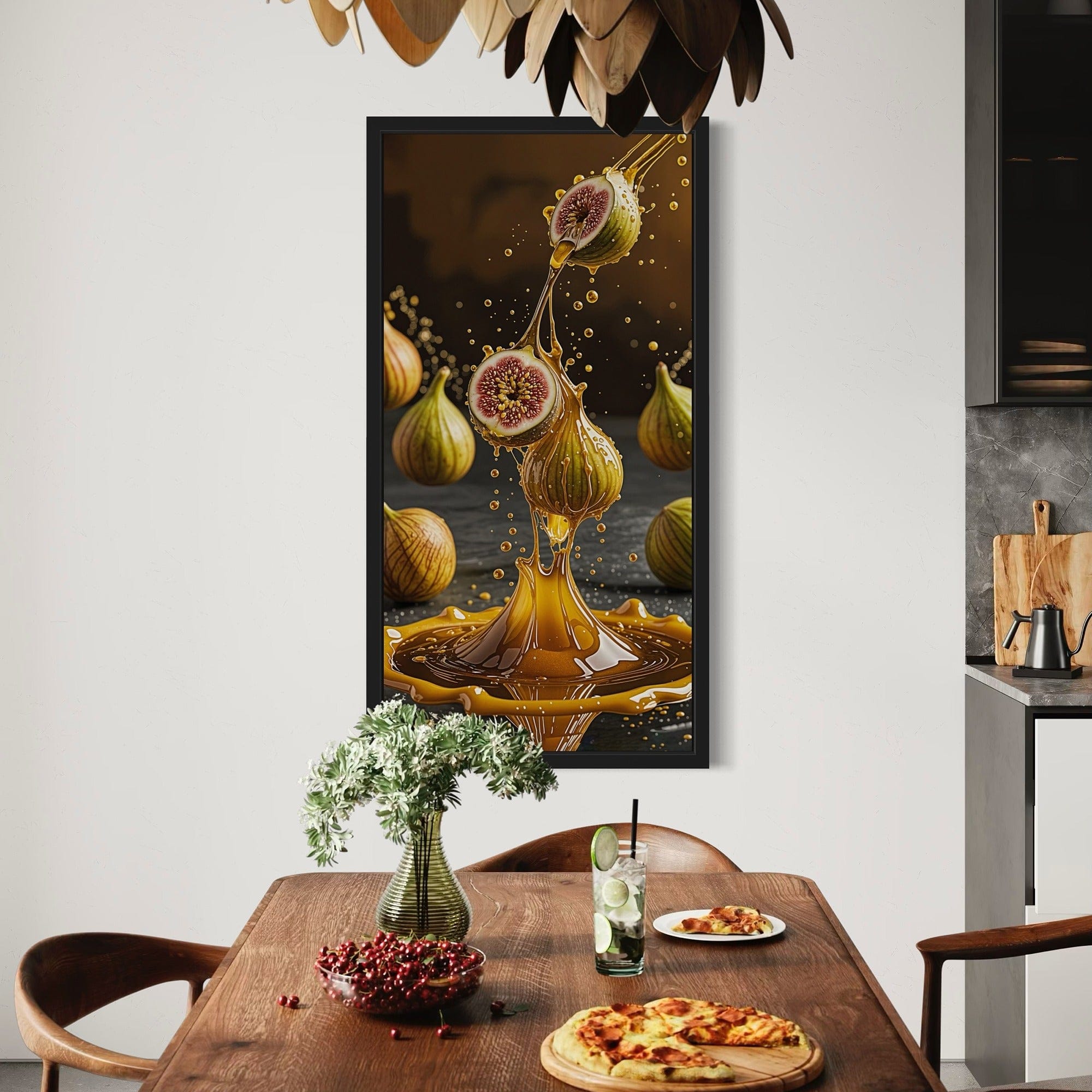 Back view hanging hardware of fig honey canvas print