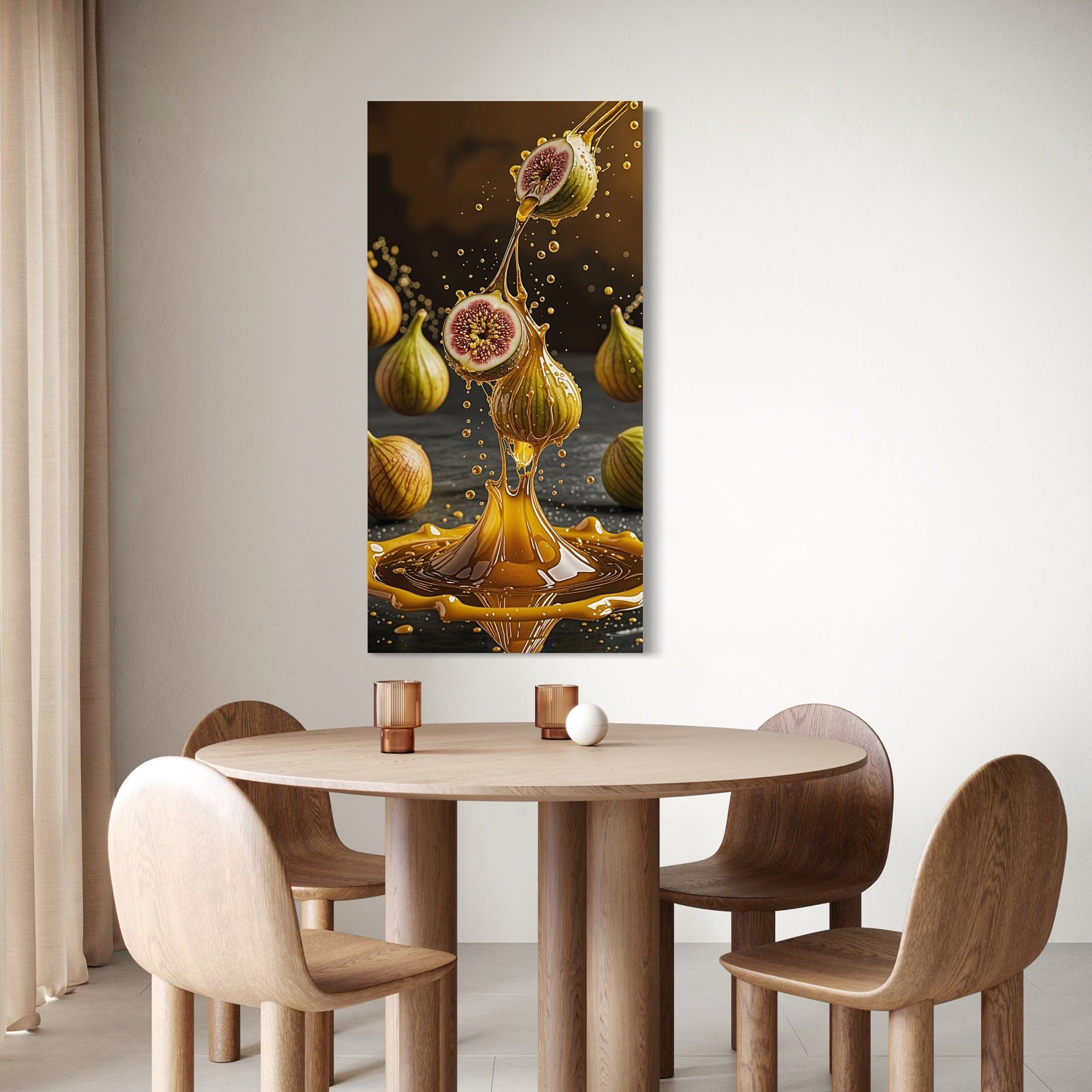 Size scale view portrait fig honey canvas in dining area