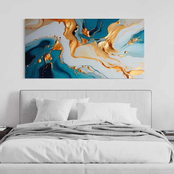Fluid Rhapsody in Blue and Gold Canvas