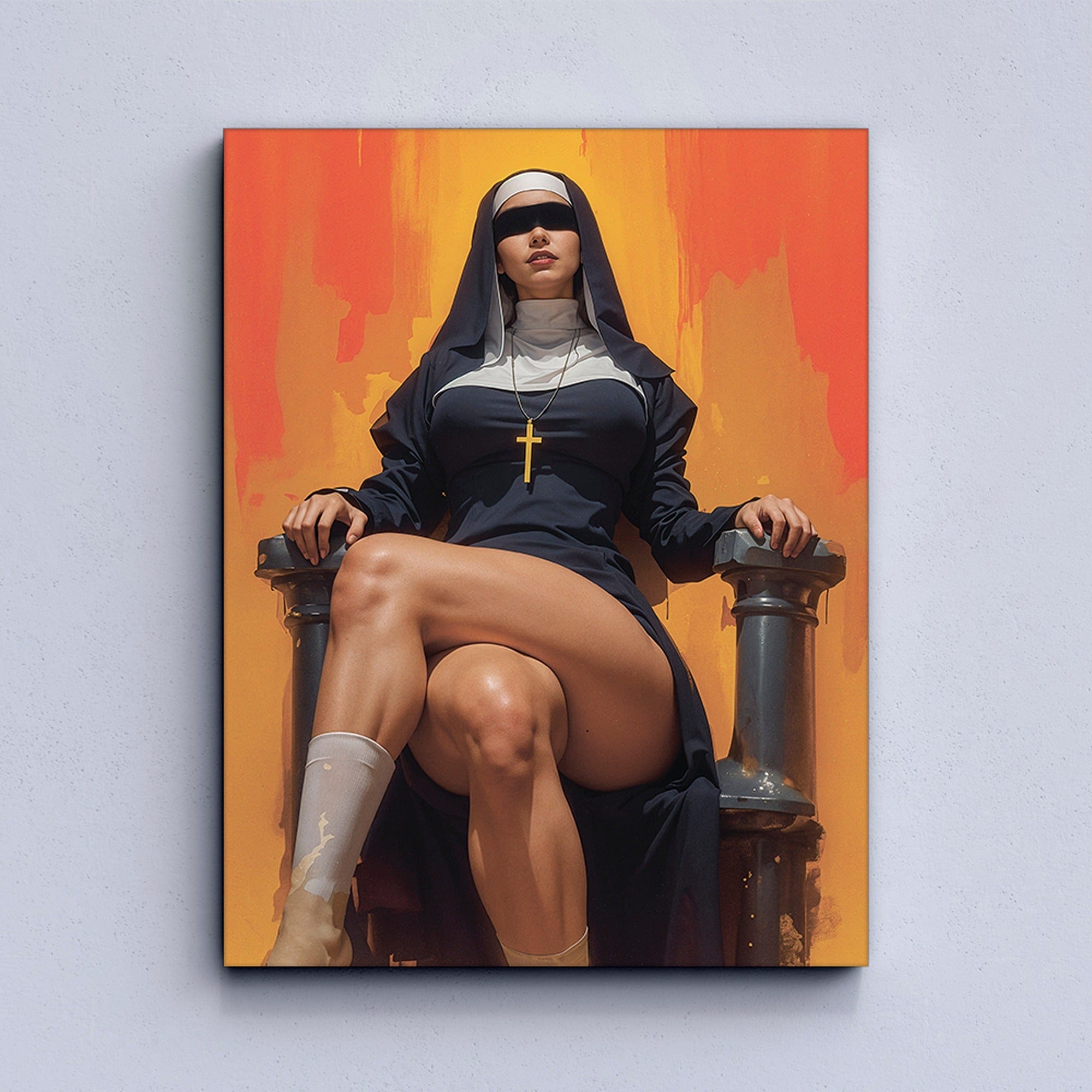 Provocative nun canvas wall art