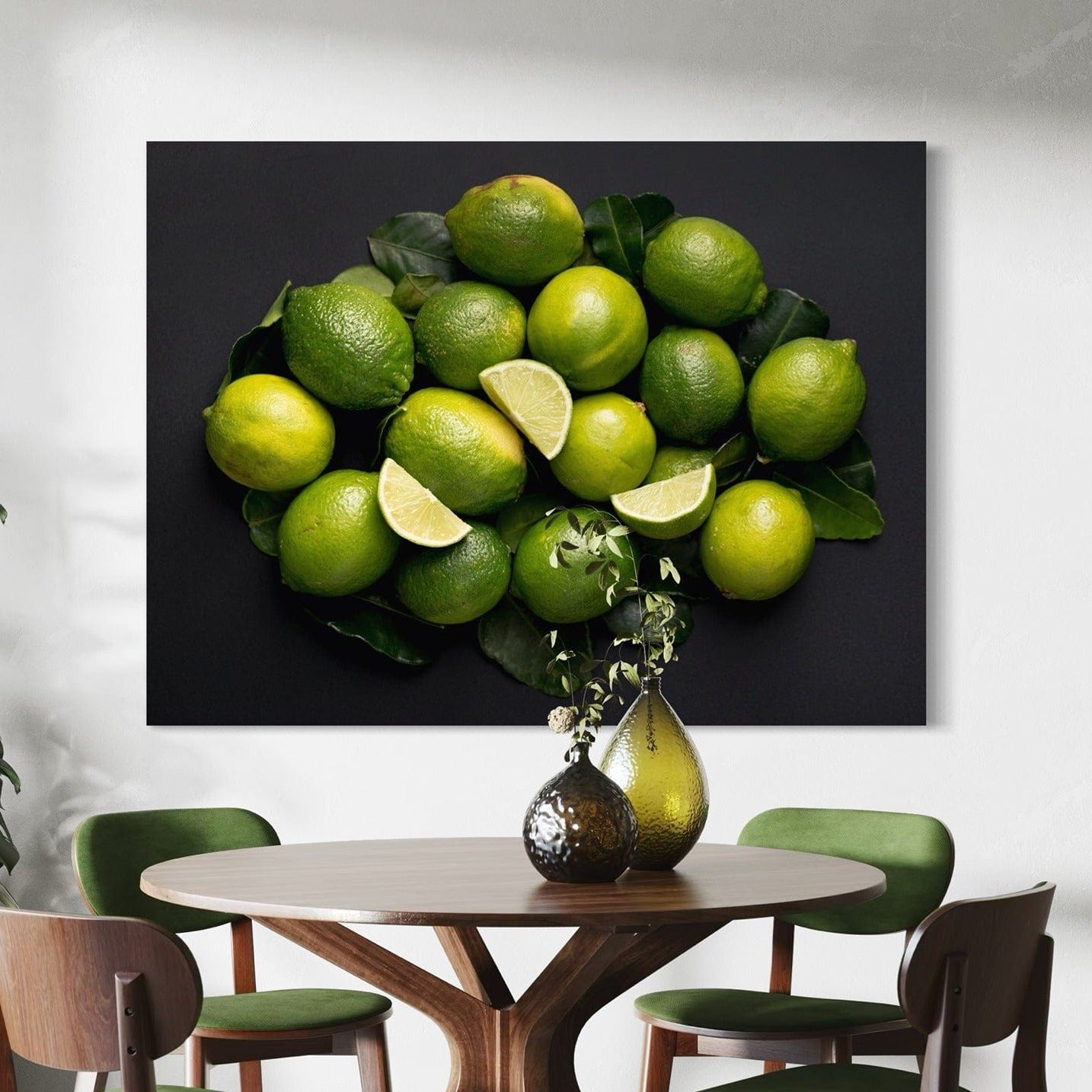 Lime canvas wall art for kitchen