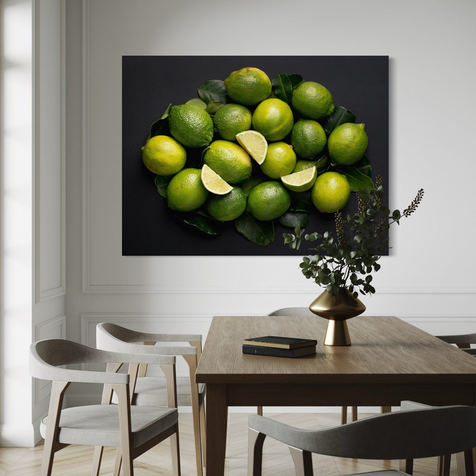 Fresh green limes kitchen decor print