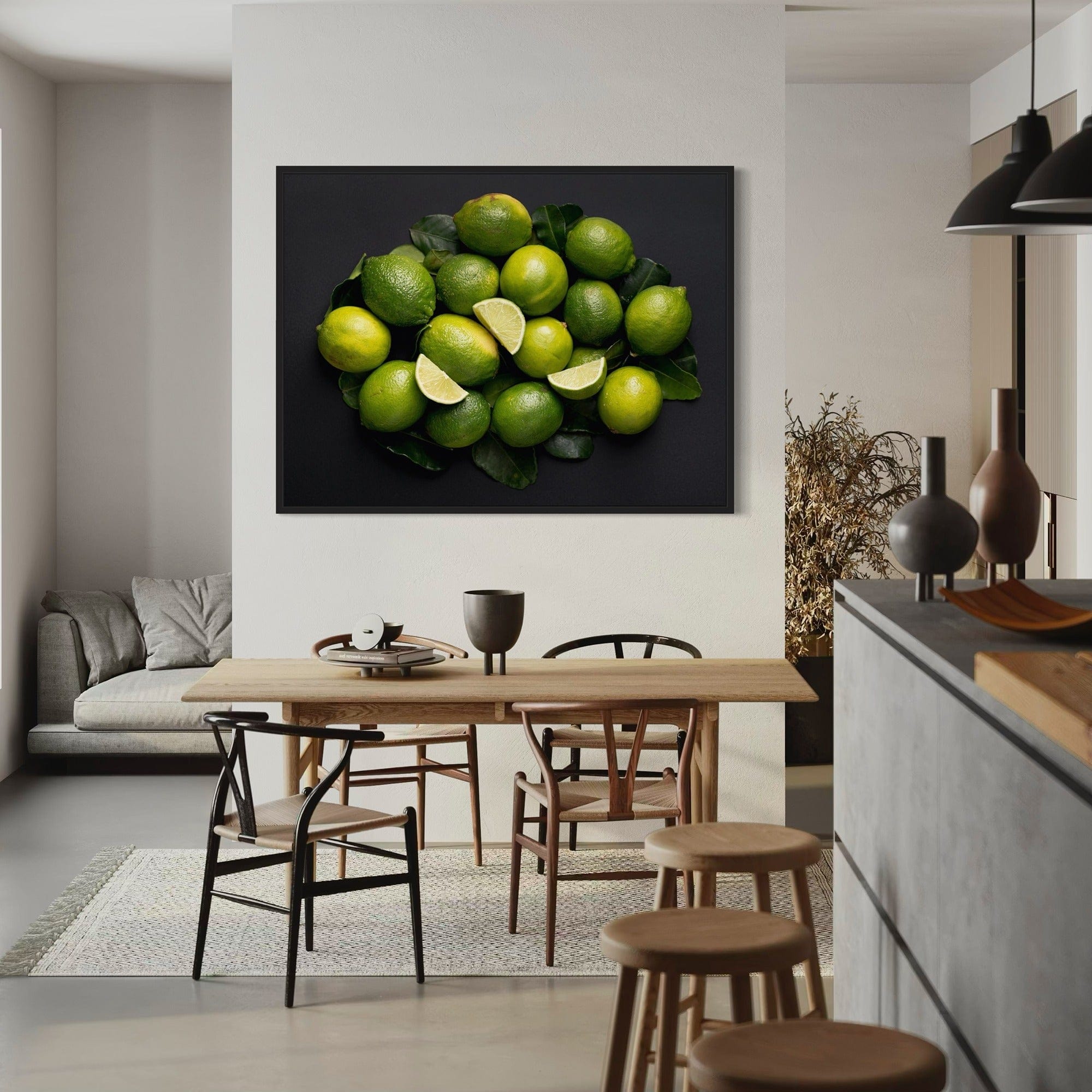 Botanical limes with leaves canvas print