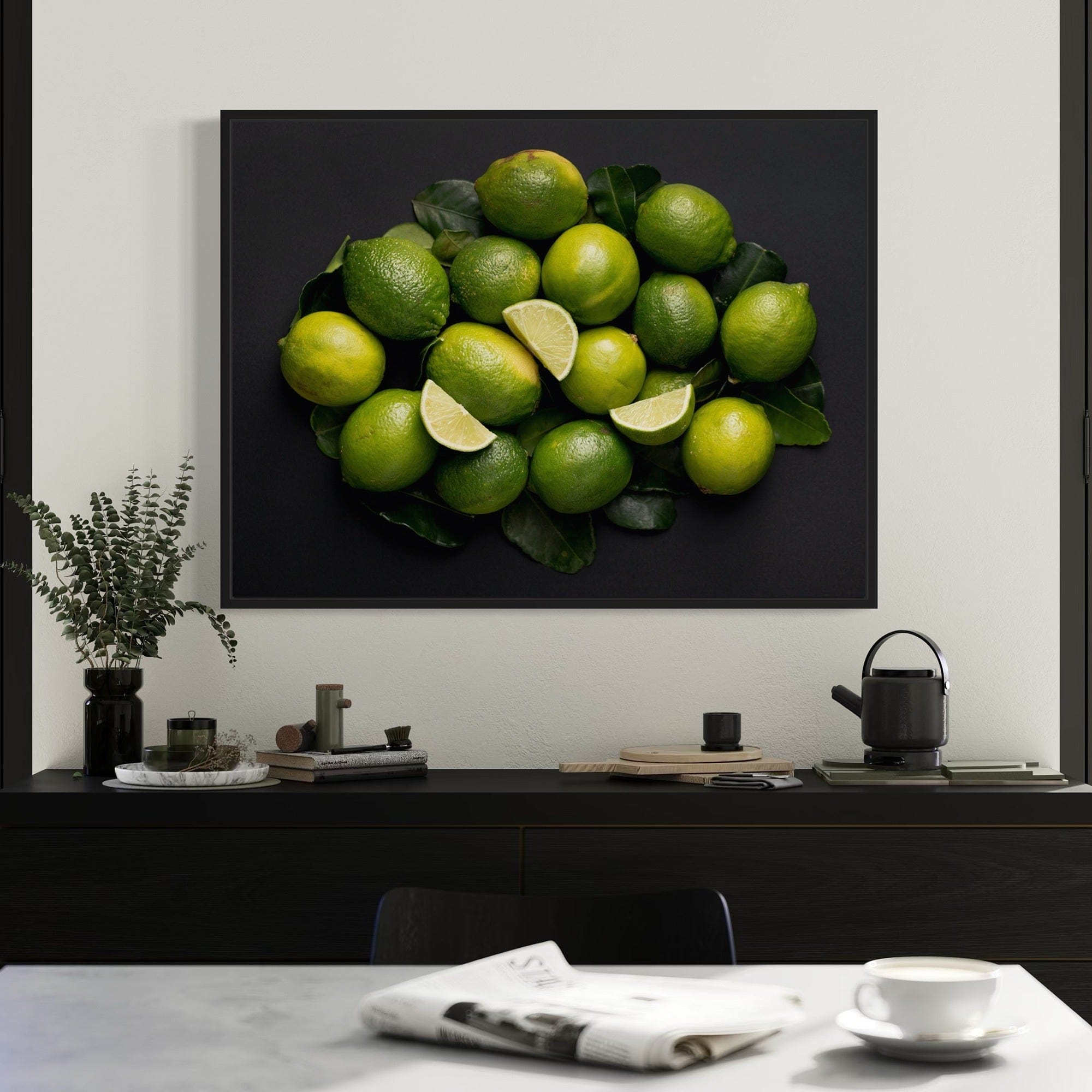Minimalist citrus wall art black background