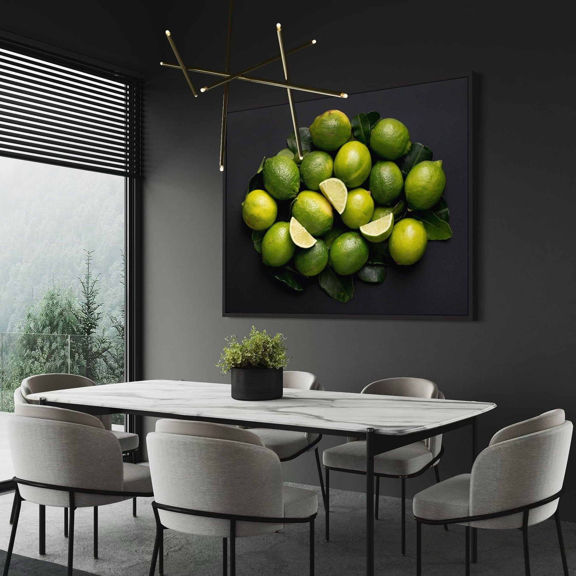 Minimal black background lime wall poster