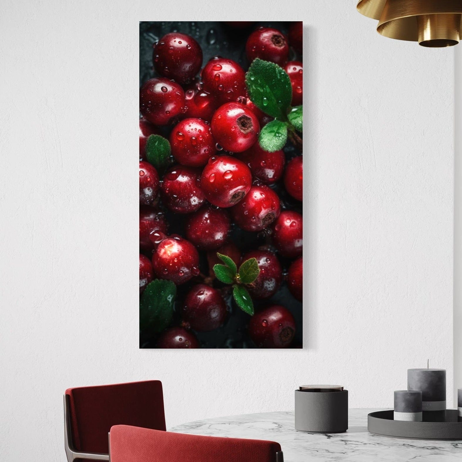 Lingonberries canvas wall art for kitchen