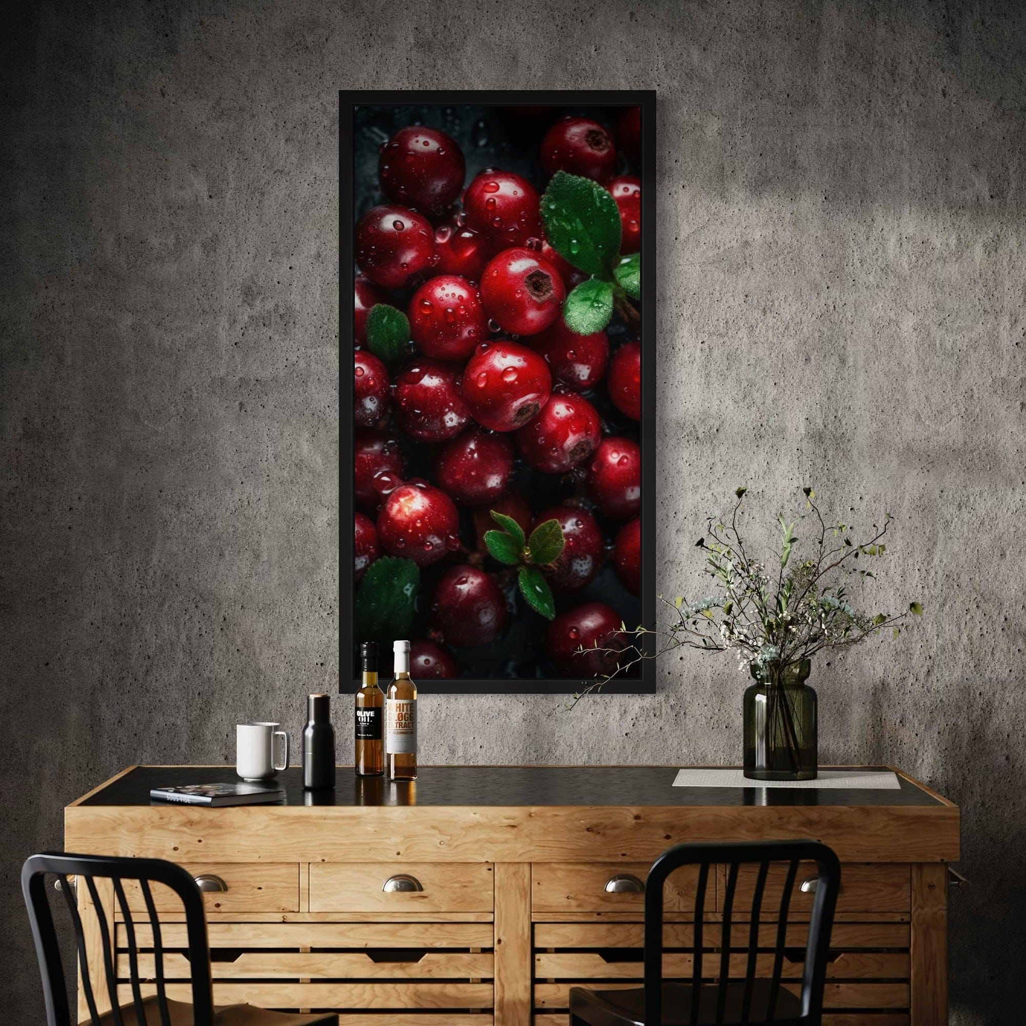 Botanical lingonberries poster for dining room