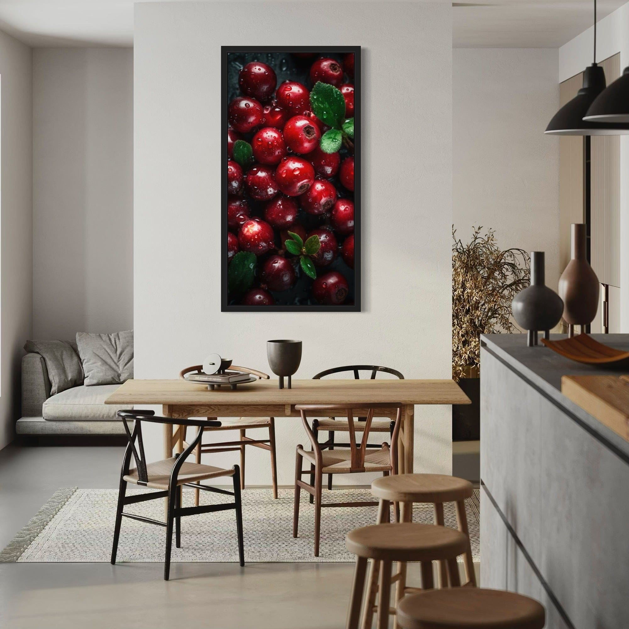 Cranberry-like red berries modern kitchen art