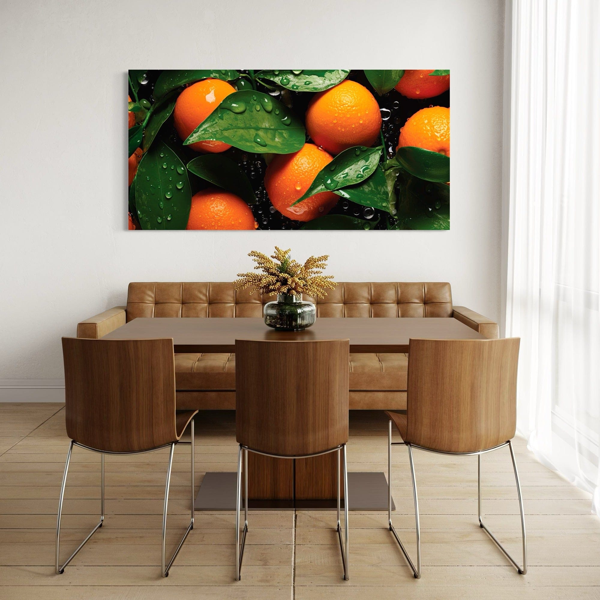 Vibrant tangerines on dark background canvas