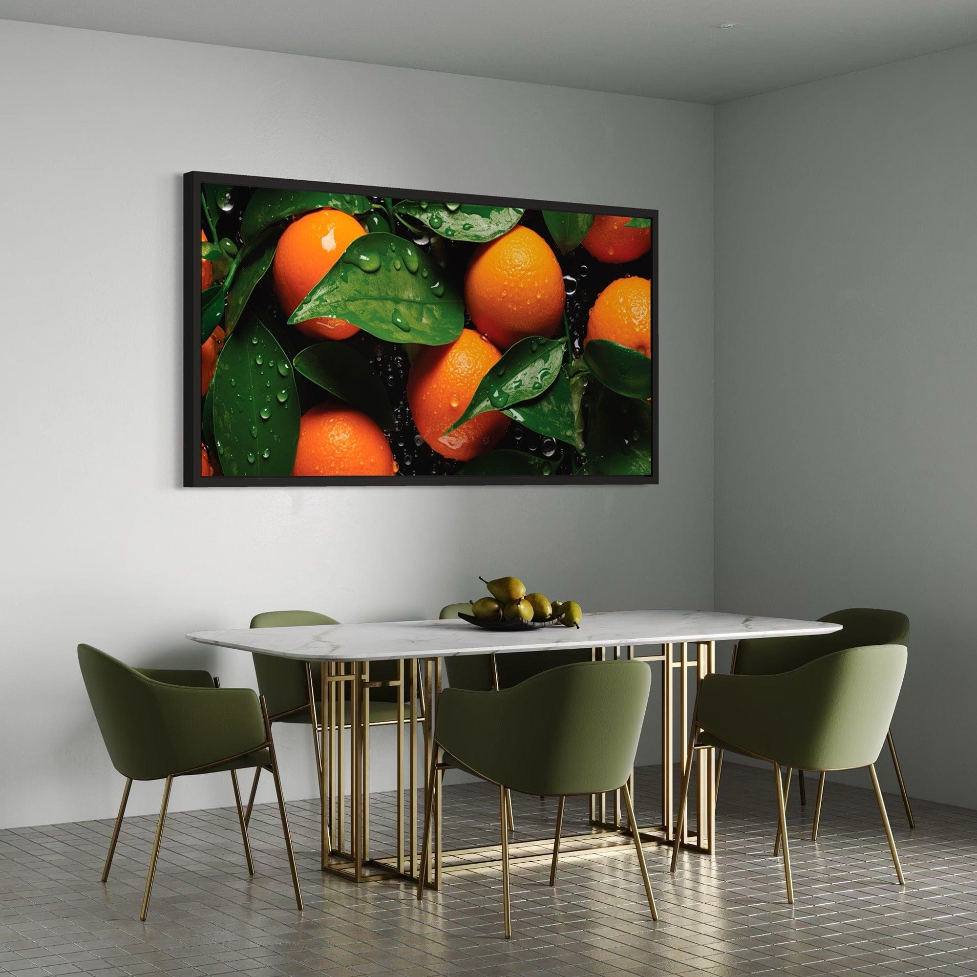 Botanical orange leaves modern kitchen art
