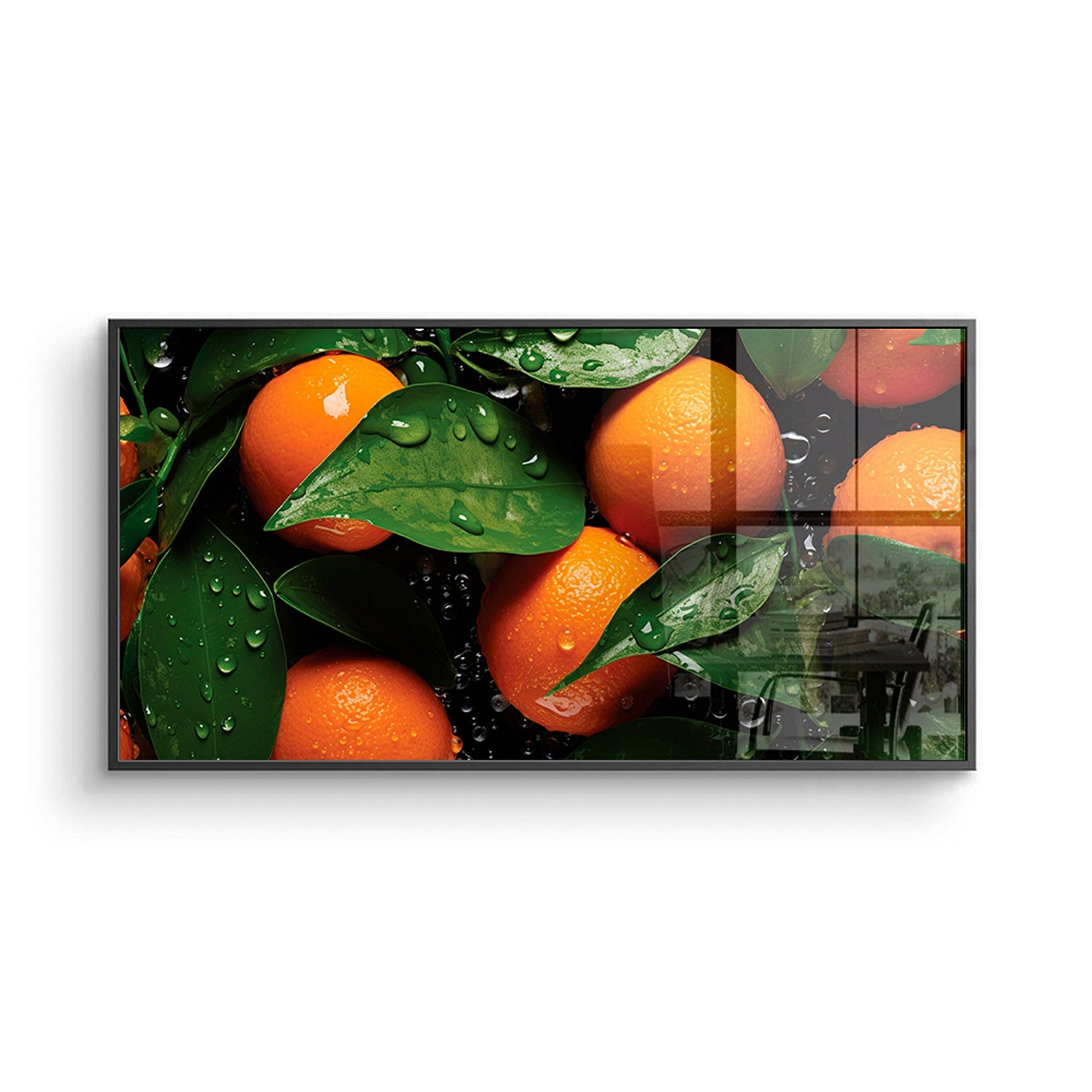 Citrus orange poster with water droplets