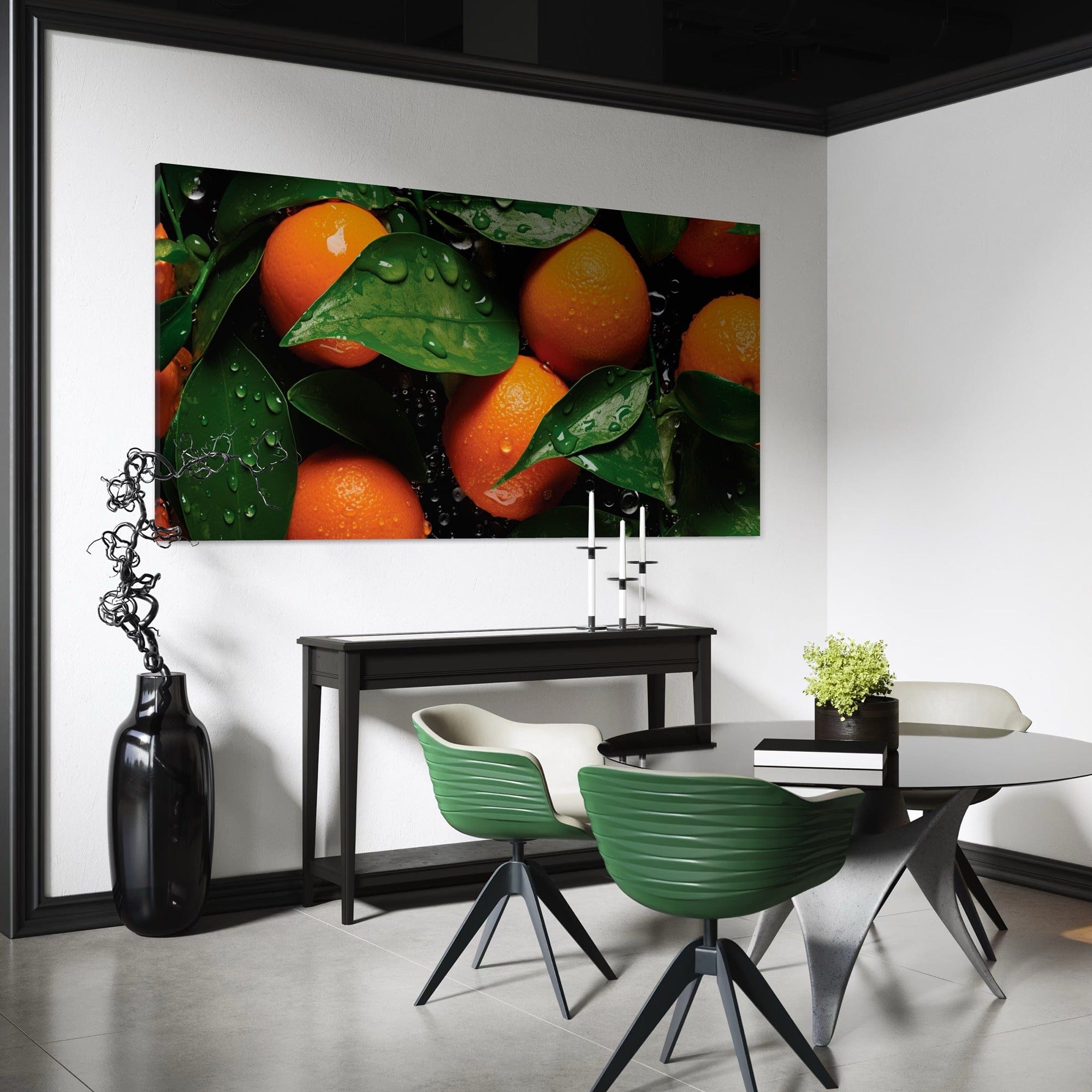Breakfast nook decor orange fruit canvas