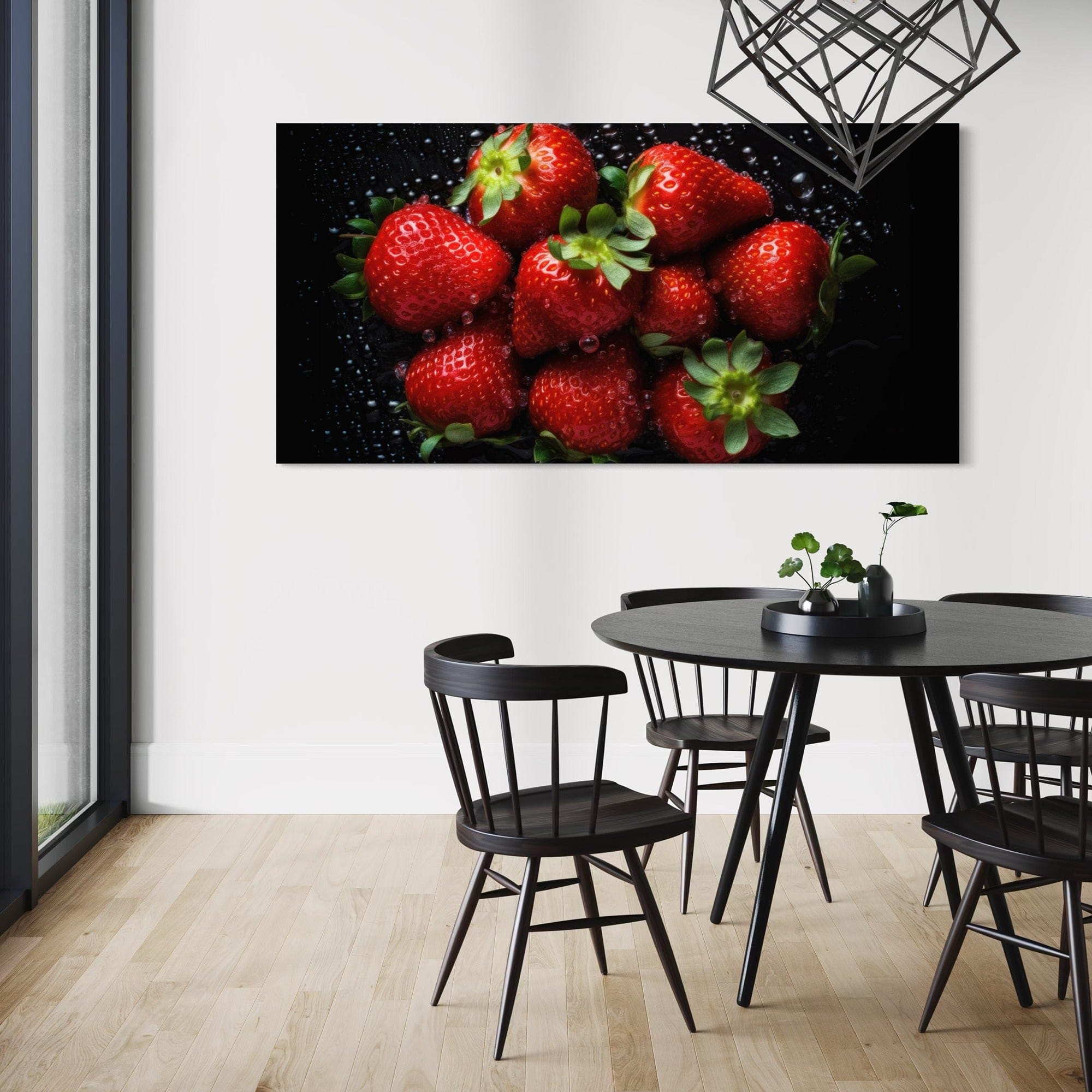 Fresh strawberries with water droplets poster