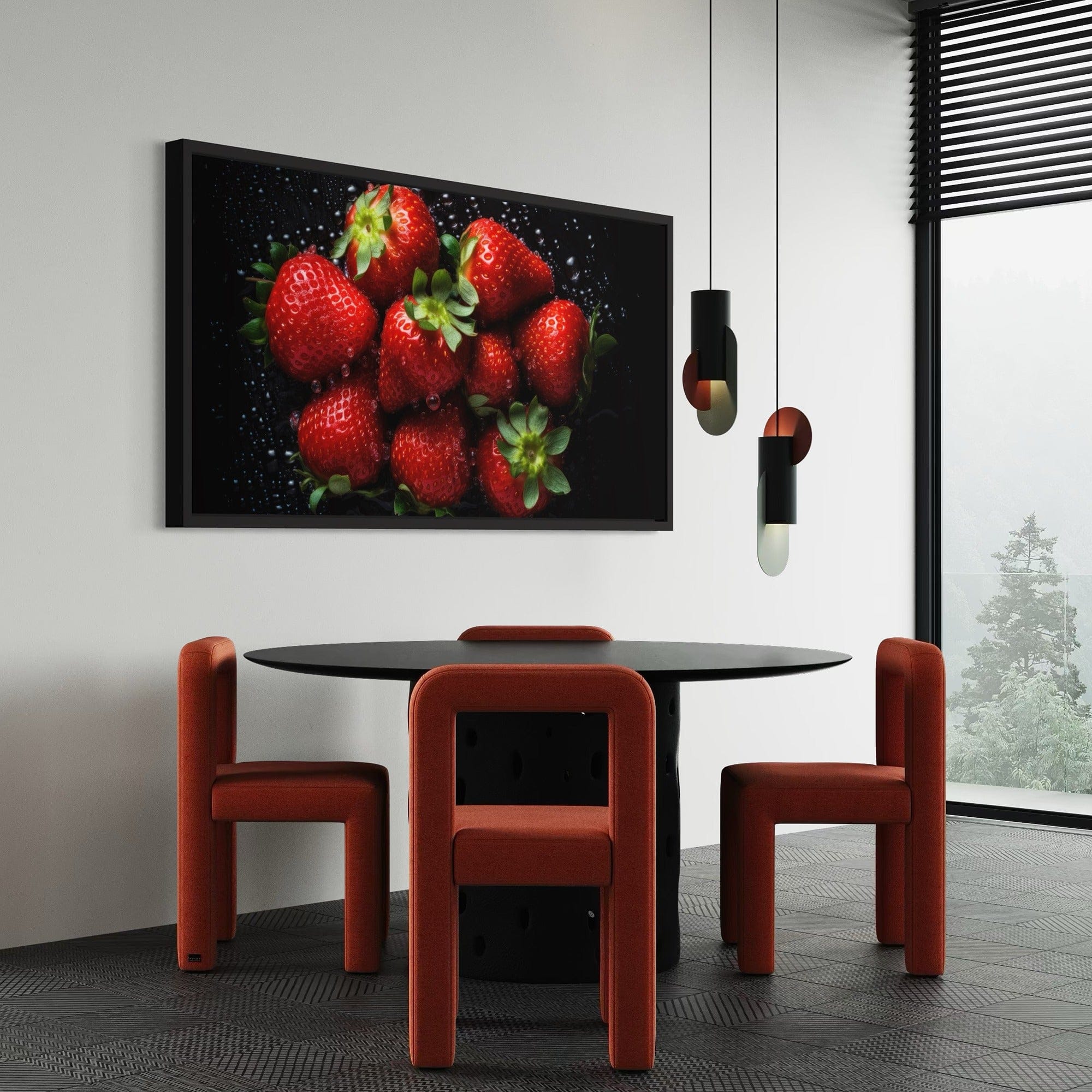 Botanical strawberry cluster dining room poster