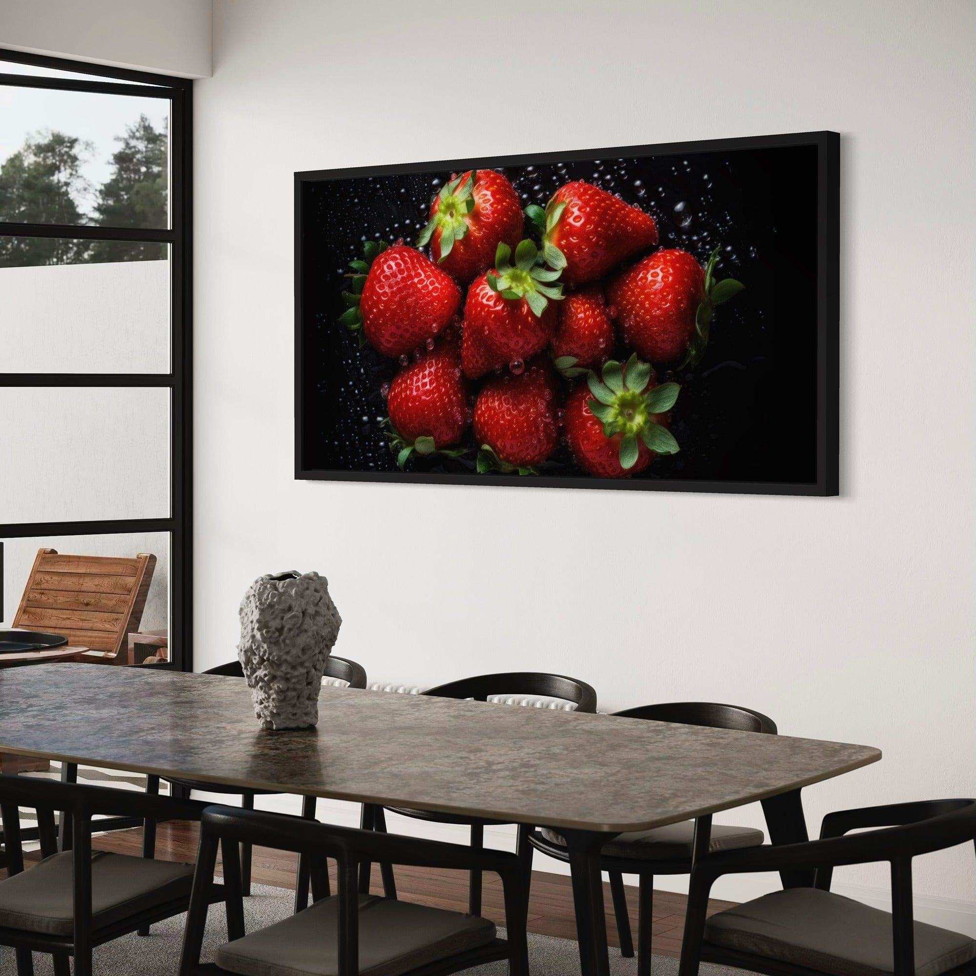 Vibrant red strawberries kitchen wall photo
