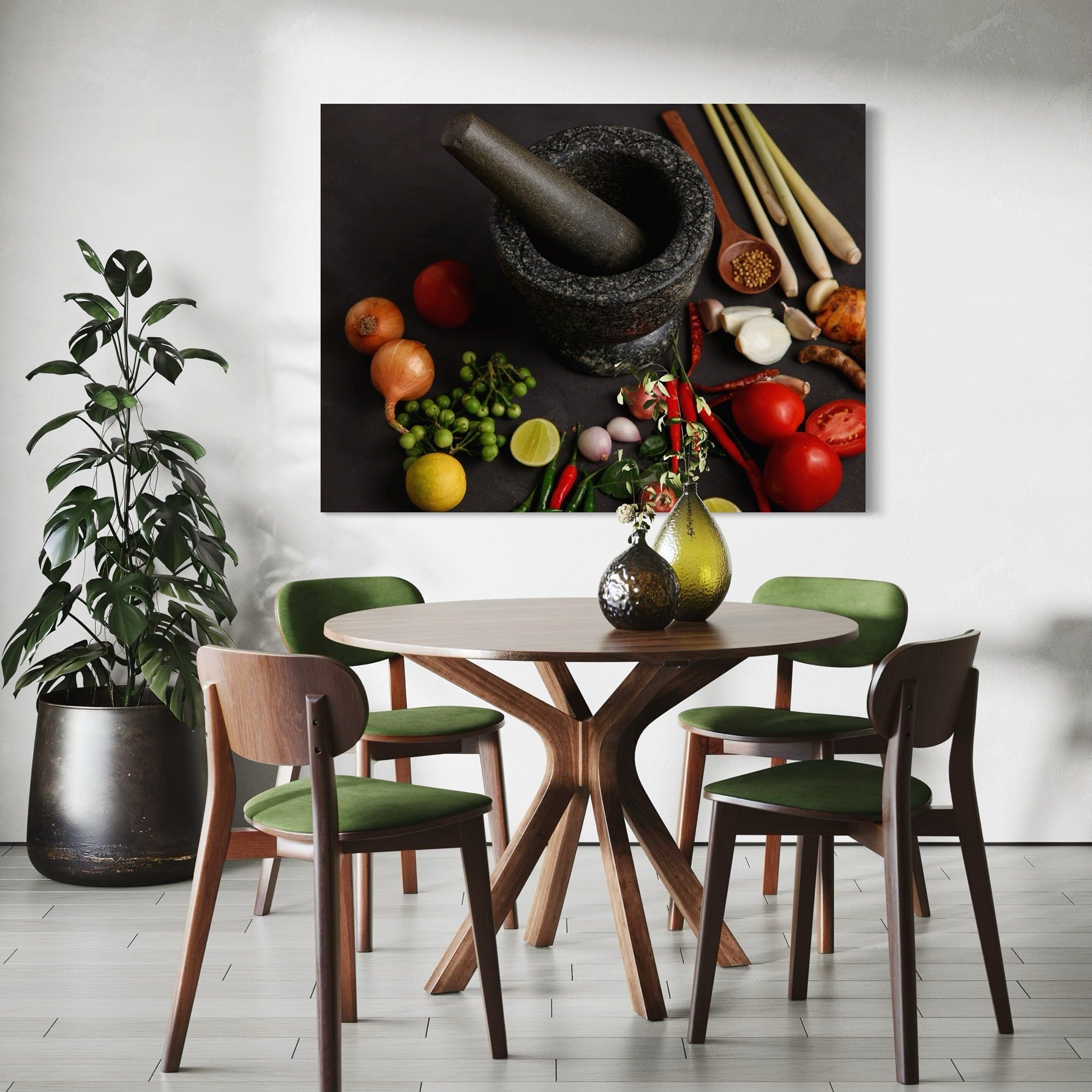 Rustic herbs and spices poster for kitchen decor