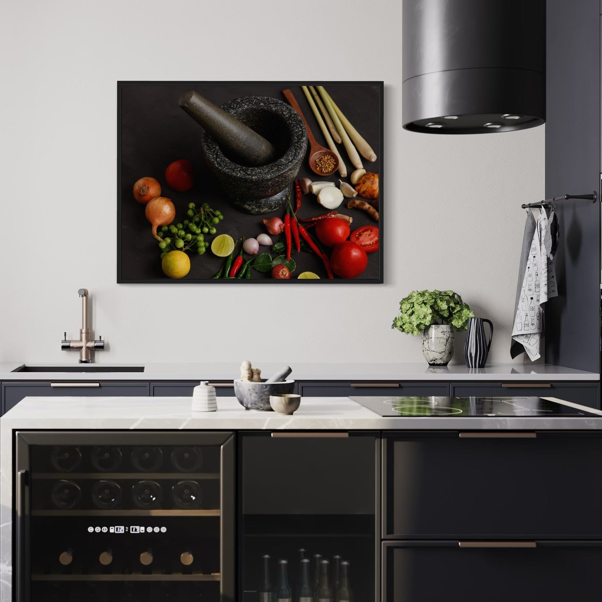 Gourmet cooking herbs canvas for cafe wall
