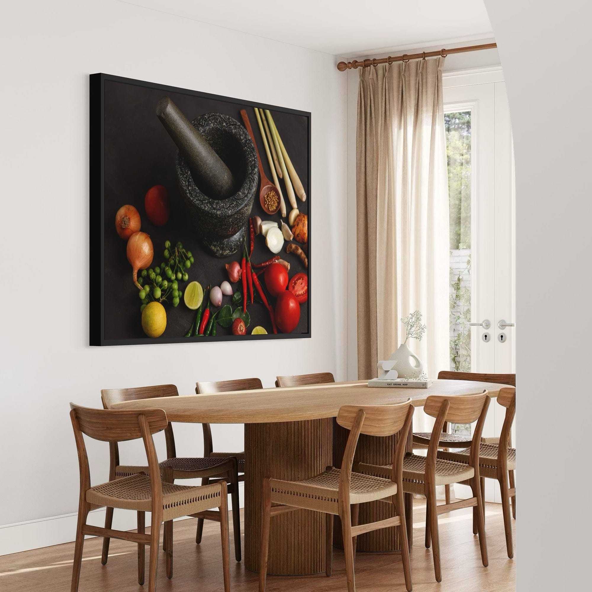 Red chili peppers and onions kitchen wall picture