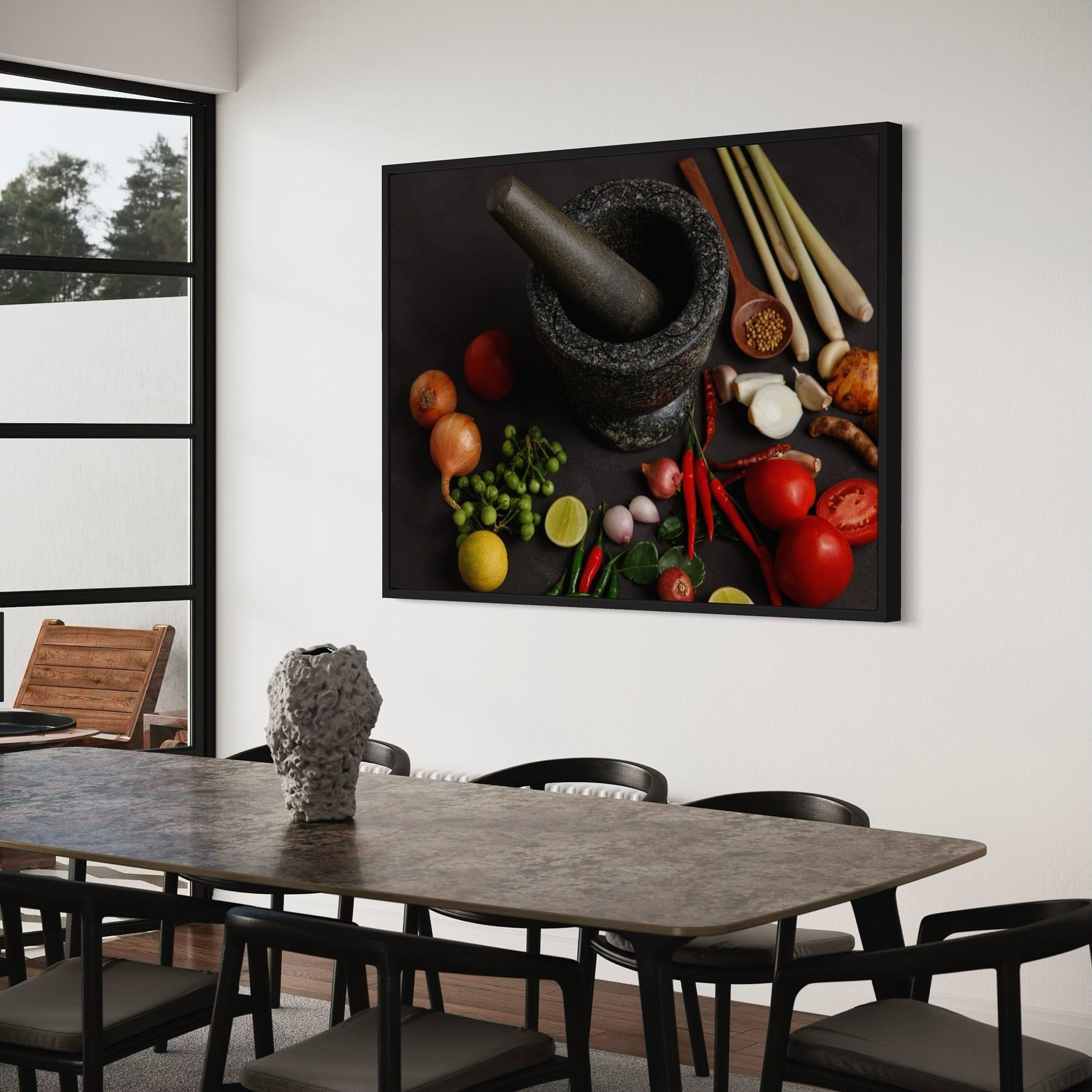 Chef kitchen decor Thai ingredients canvas