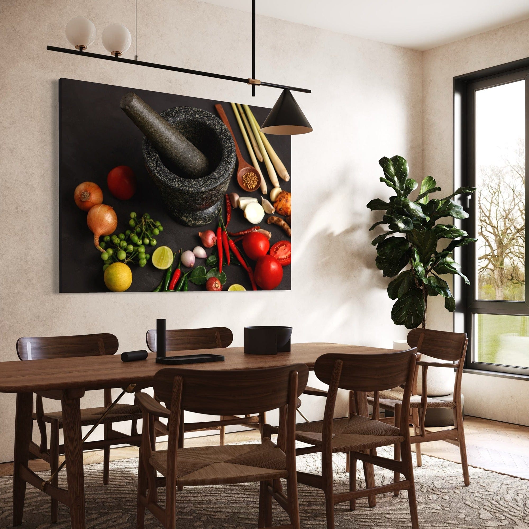 Minimalist spice arrangement canvas for pantry