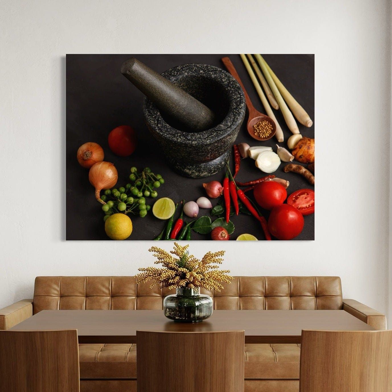 Mortar and pestle kitchen canvas wall art