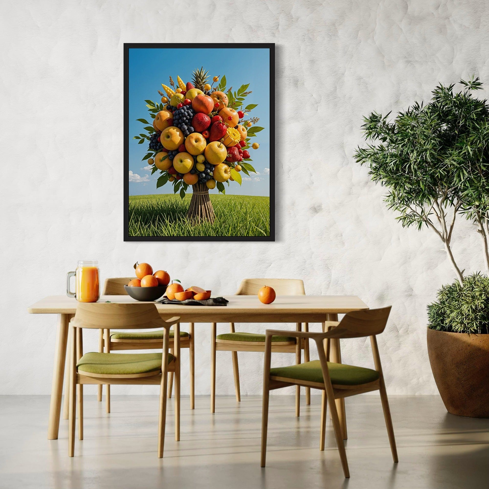 Apples grapes strawberries botanical canvas print