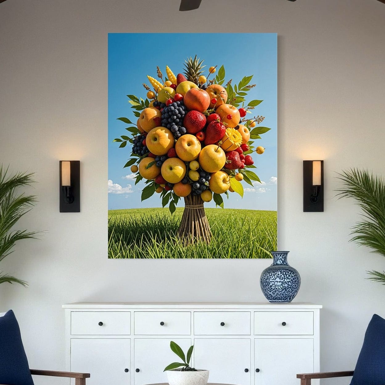 Fruit tree canvas wall art for kitchen