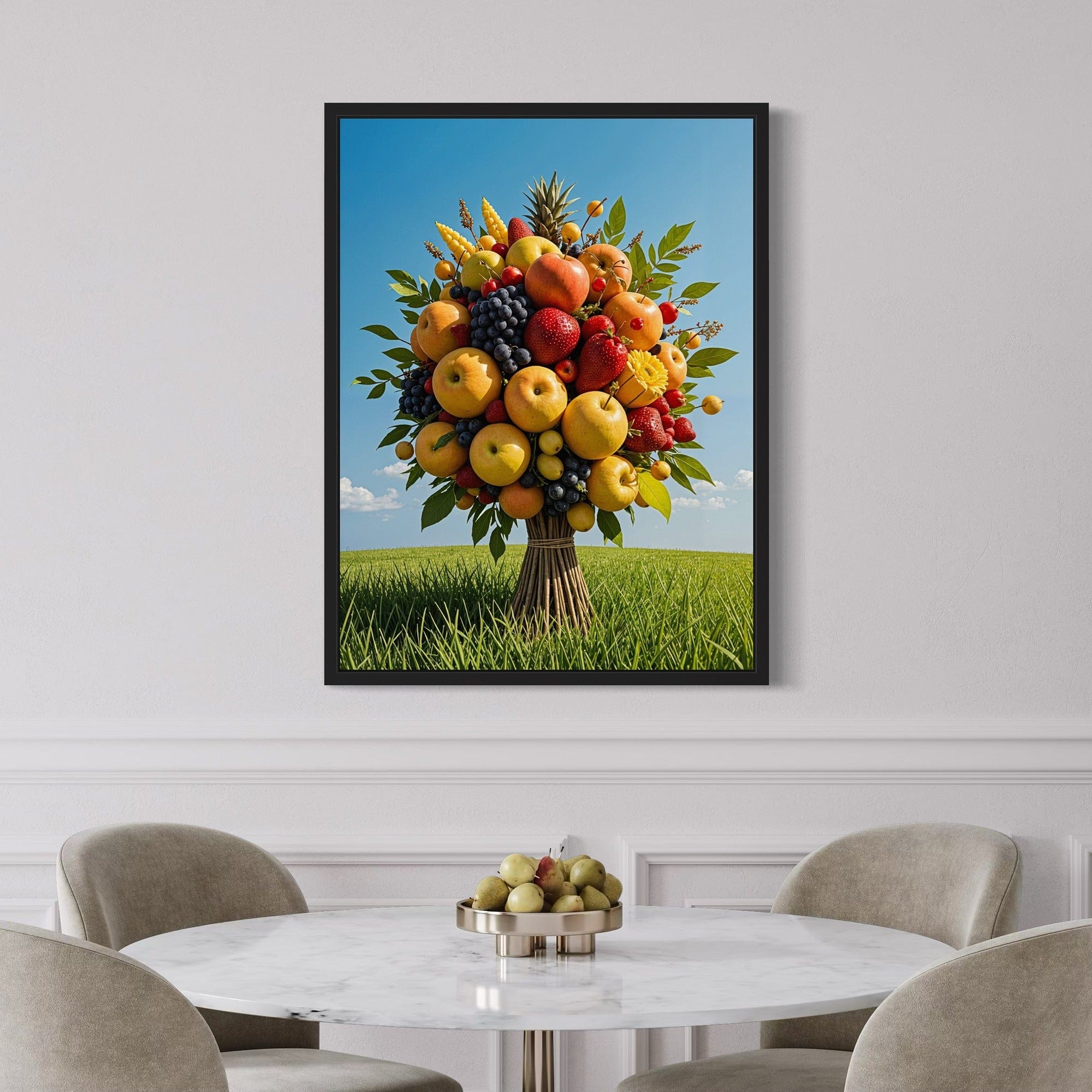 Vibrant orchard fruit canvas for cafe wall