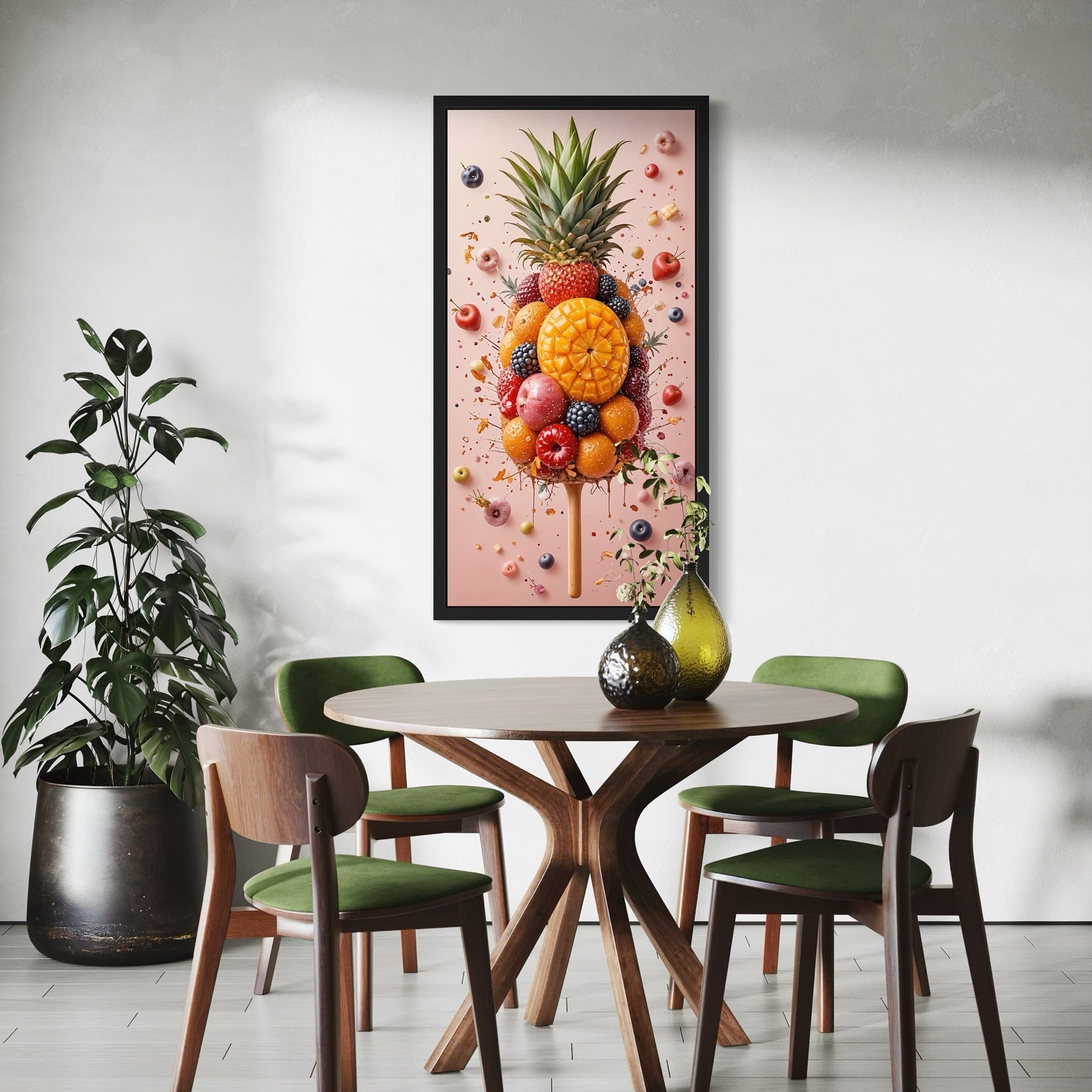 Pineapple mango berries collage wall print