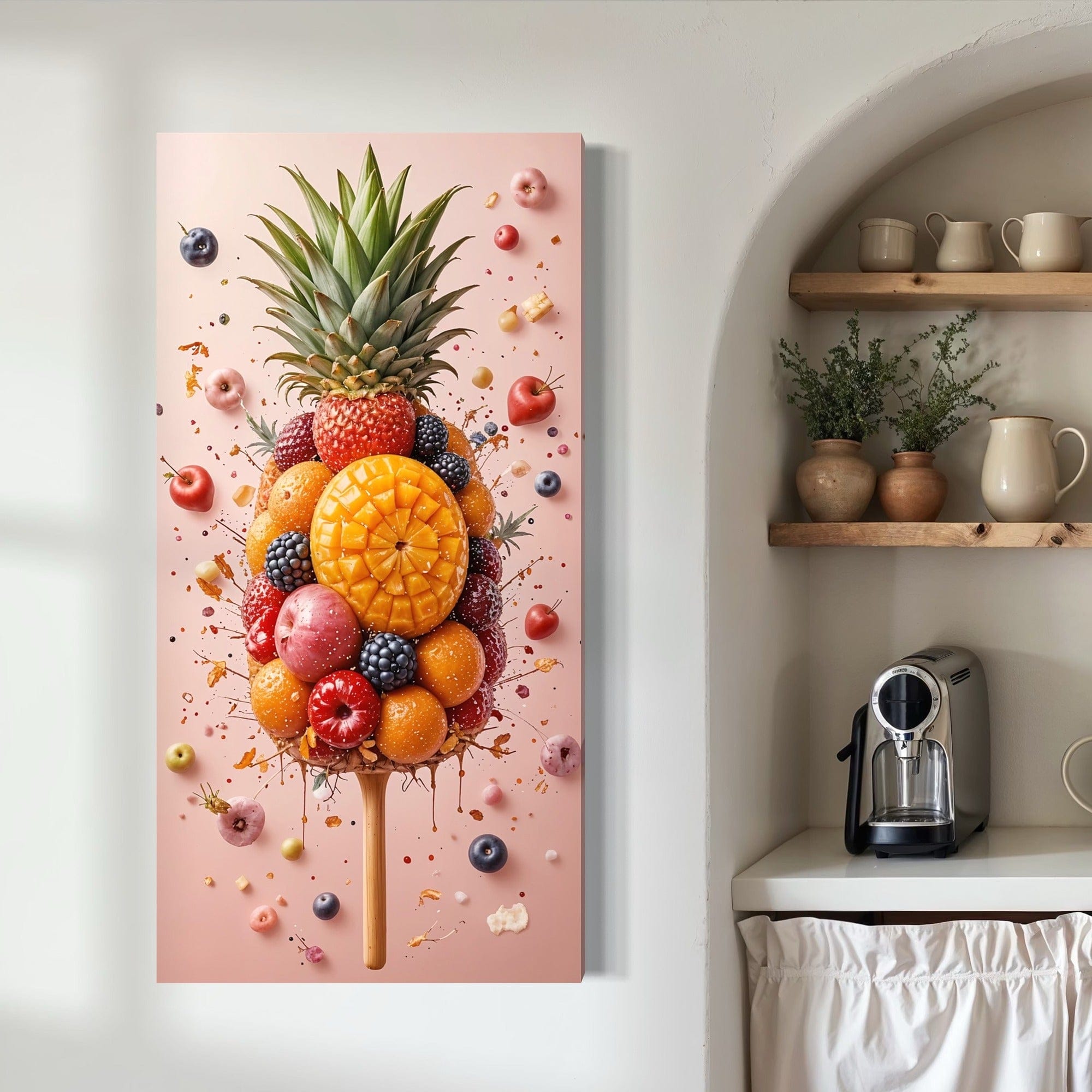 Tropical fruit popsicle canvas wall art