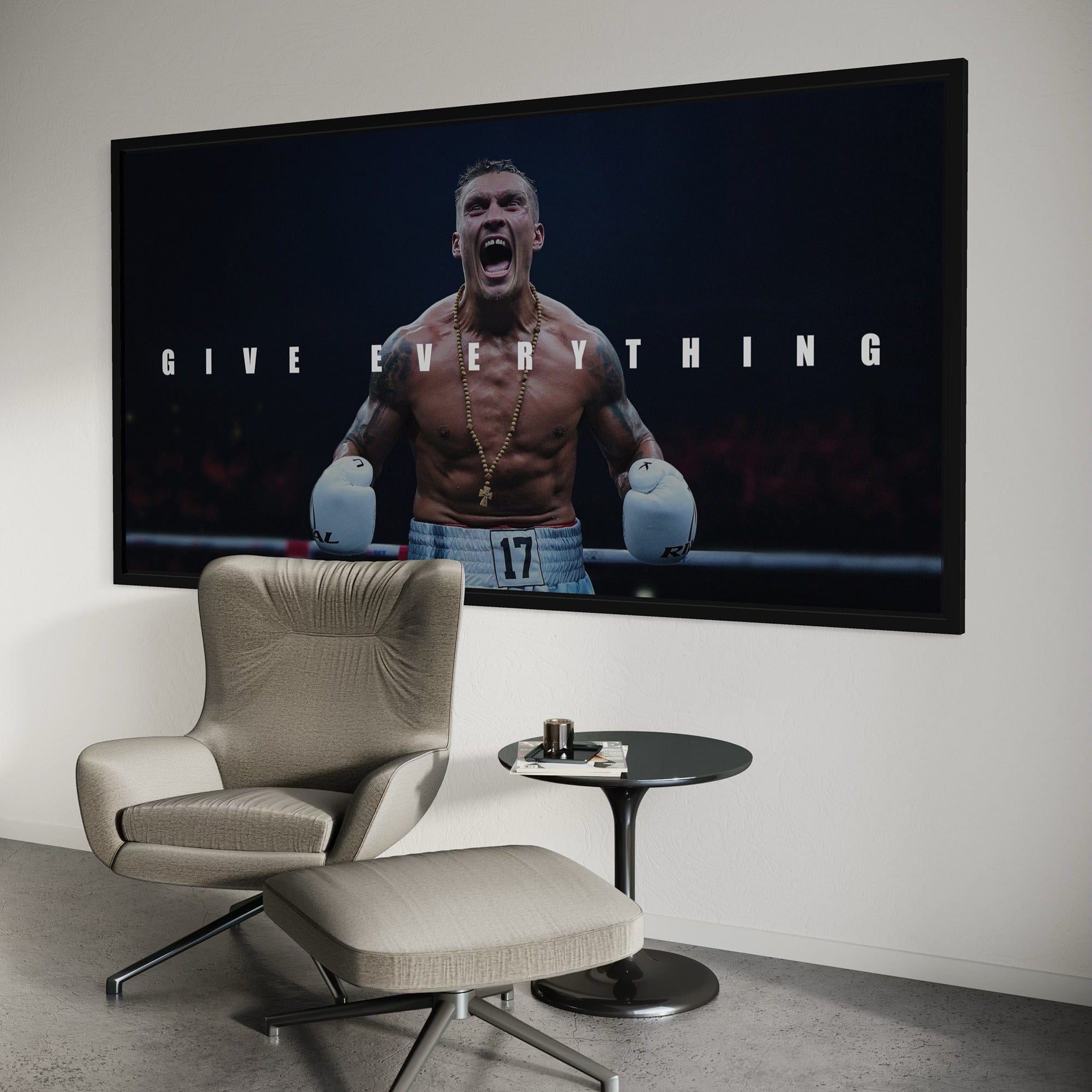 Man cave decor with powerful boxing quote canvas print